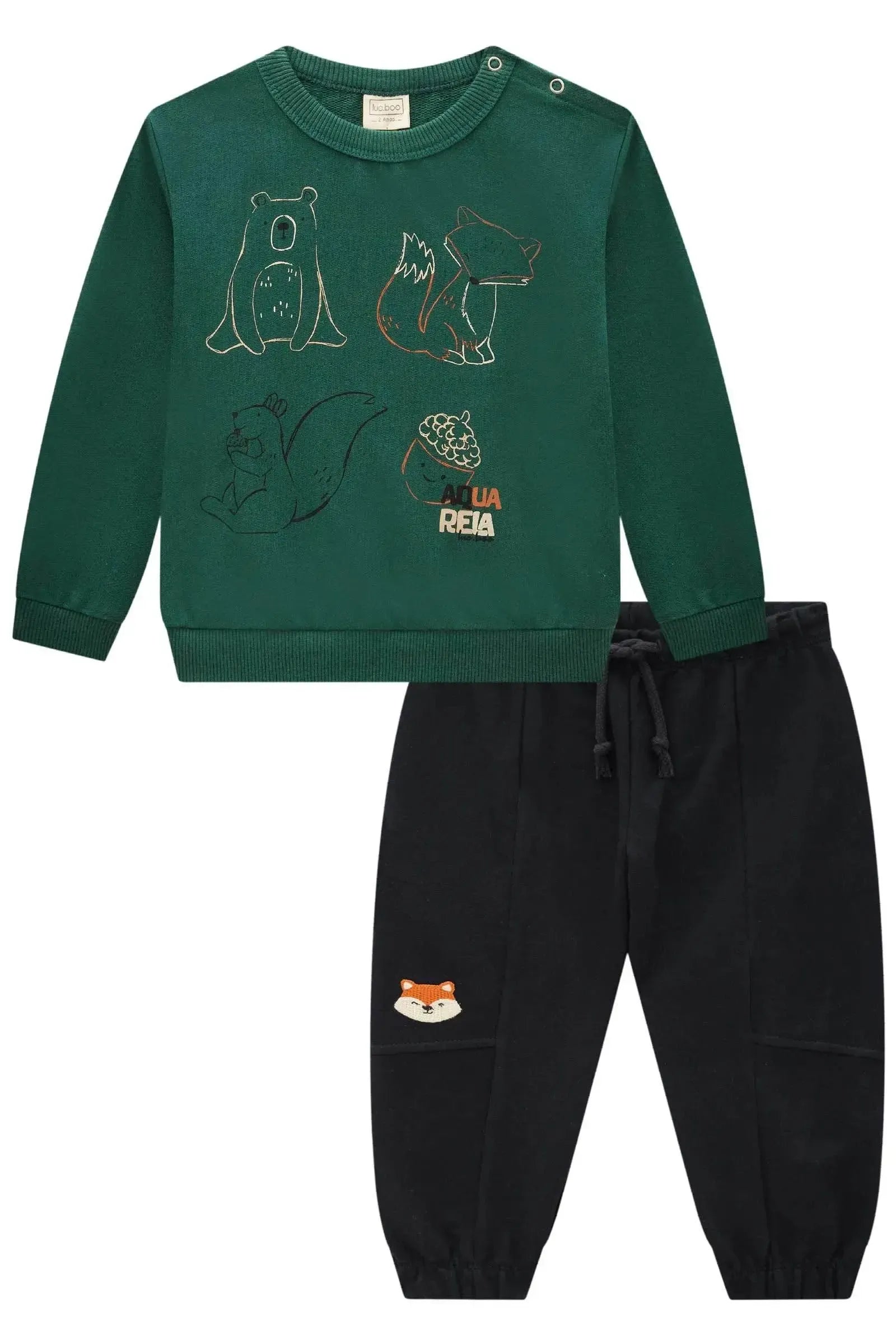 Conjunto de Blusão e Calça Jogger em Moletom sem Pelúcia 91801 LucBoo Bebê Menino