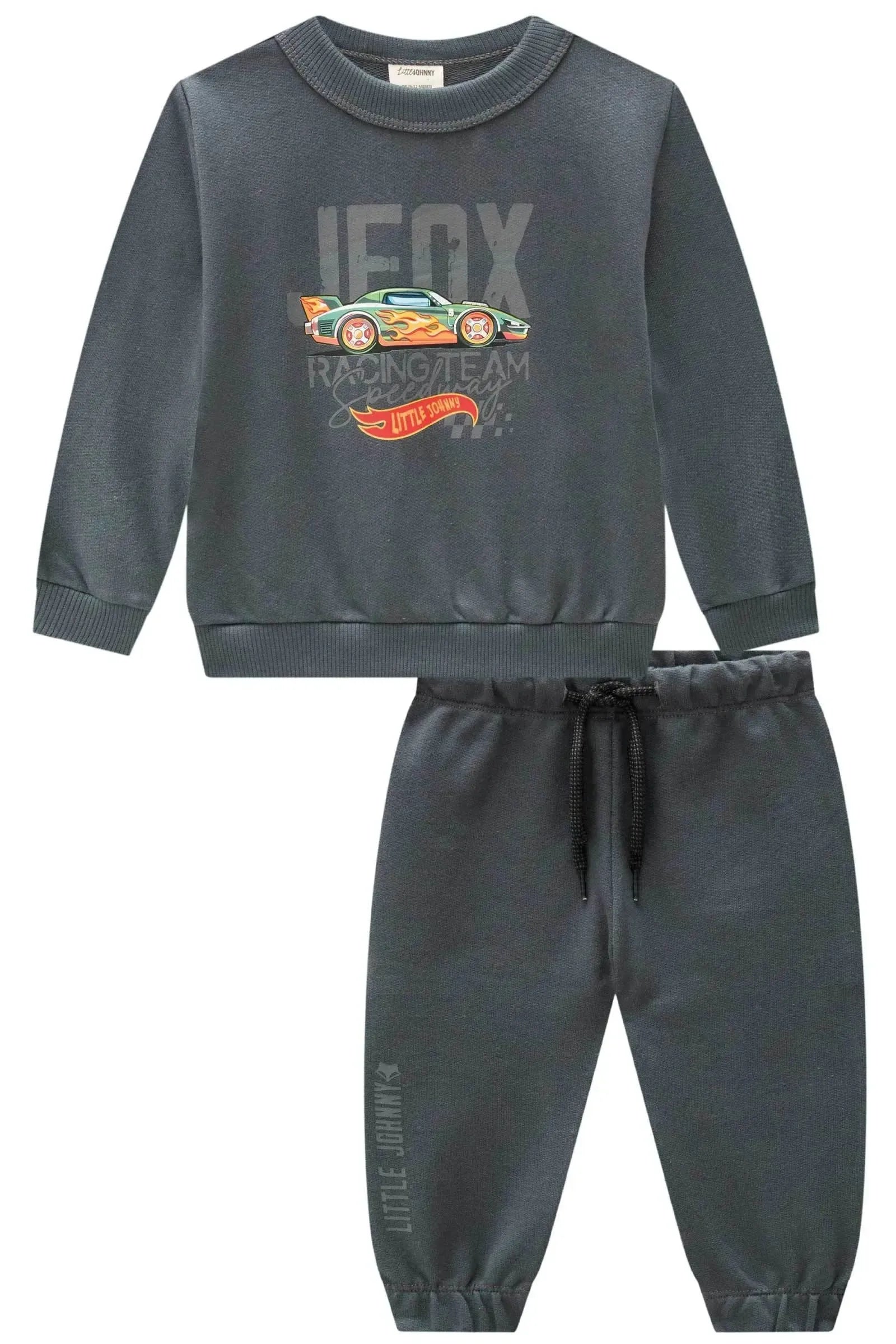 Conjunto de Blusão e Calça Jogger em Moletom sem Pelúcia 91826 Johnny Fox Bebê Menino