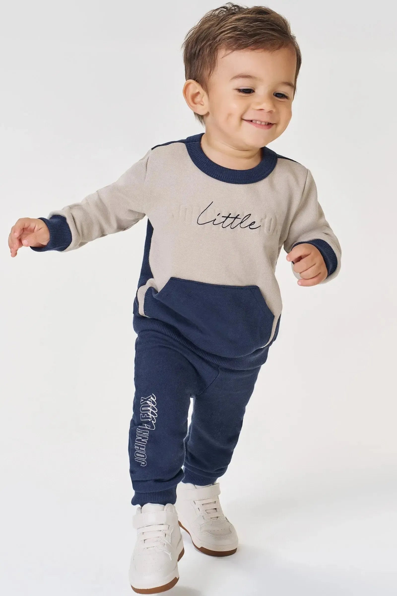 Conjunto de Blusão e Calça Jogger em Moletom sem Pelúcia 92325 Johnny Fox Bebê Menino