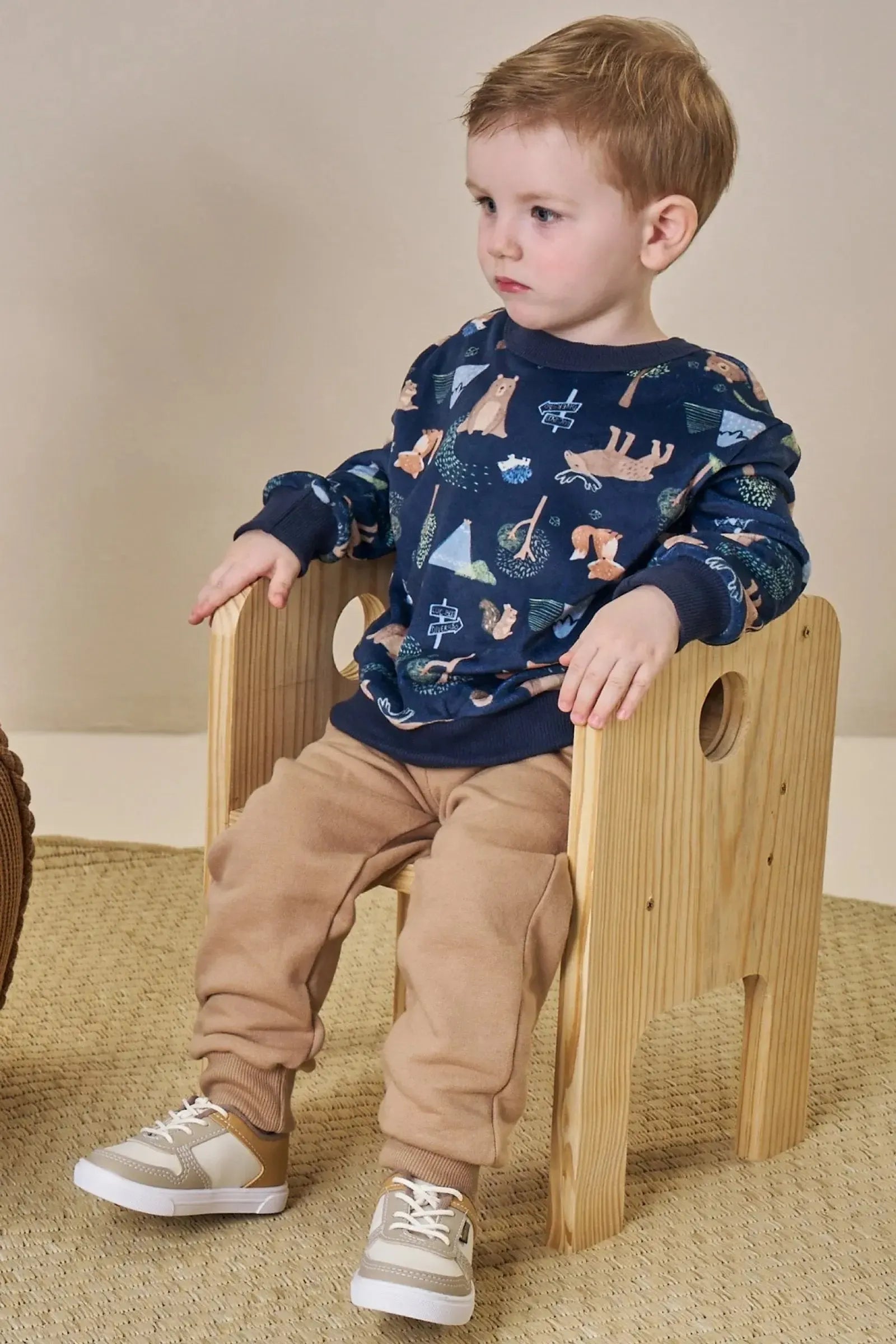 Conjunto de Blusão em Fleece Luxo e Calça Jogger em Moletom com Pelúcia 91659 LucBoo Bebê Menino