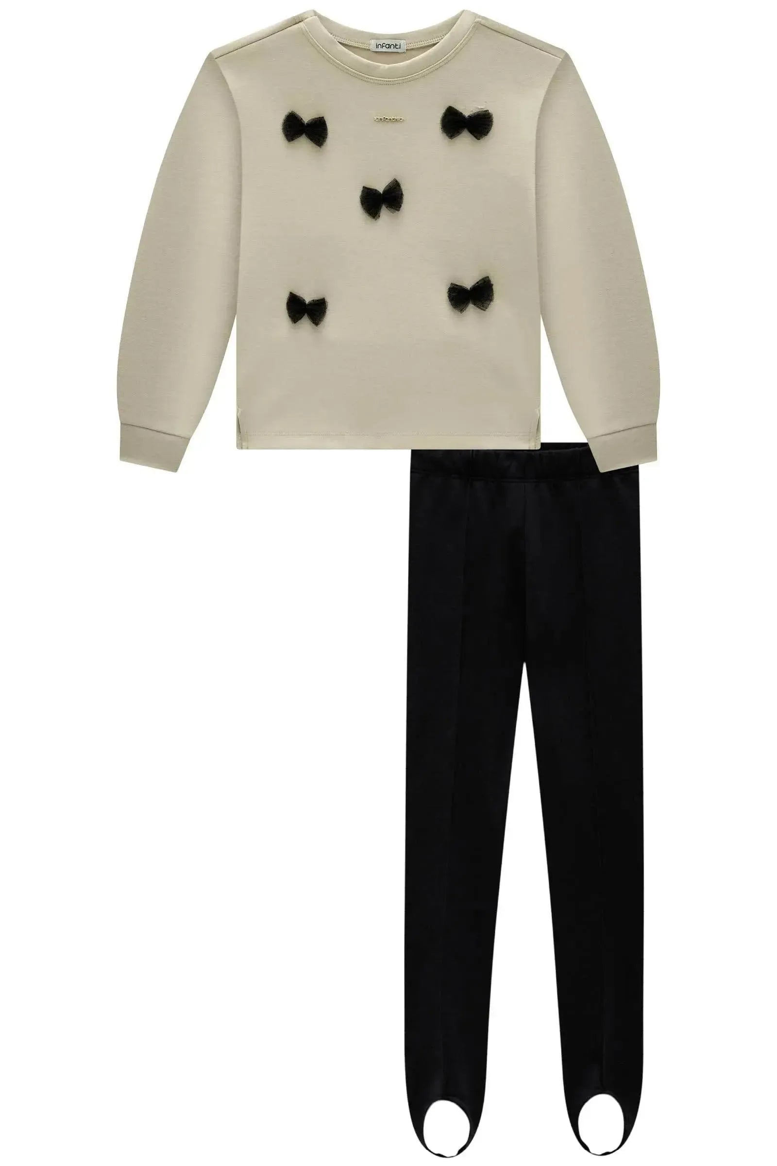 Conjunto de Blusão em Malha Tecnonew e Calça Legging Fusô em Termoskin Peluciado 91939 Infanti Infantil Menina