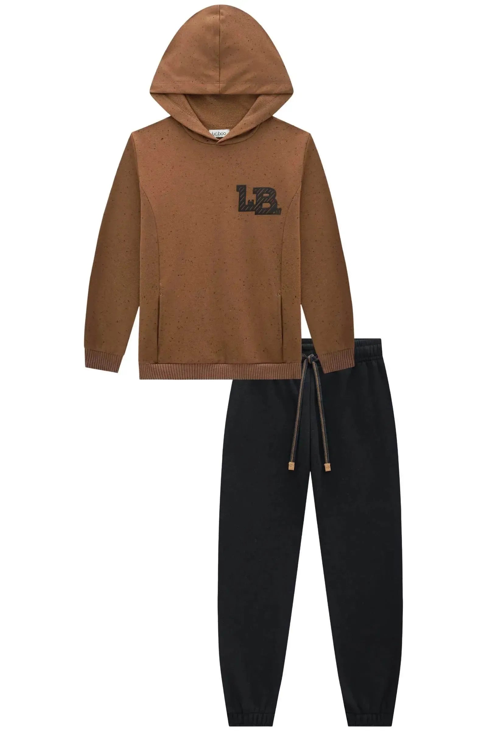 Conjunto de Blusão em Moletom Botonê e Calça Jogger em Moletom sem Pelúcia 92055 LucBoo Infantil Menino