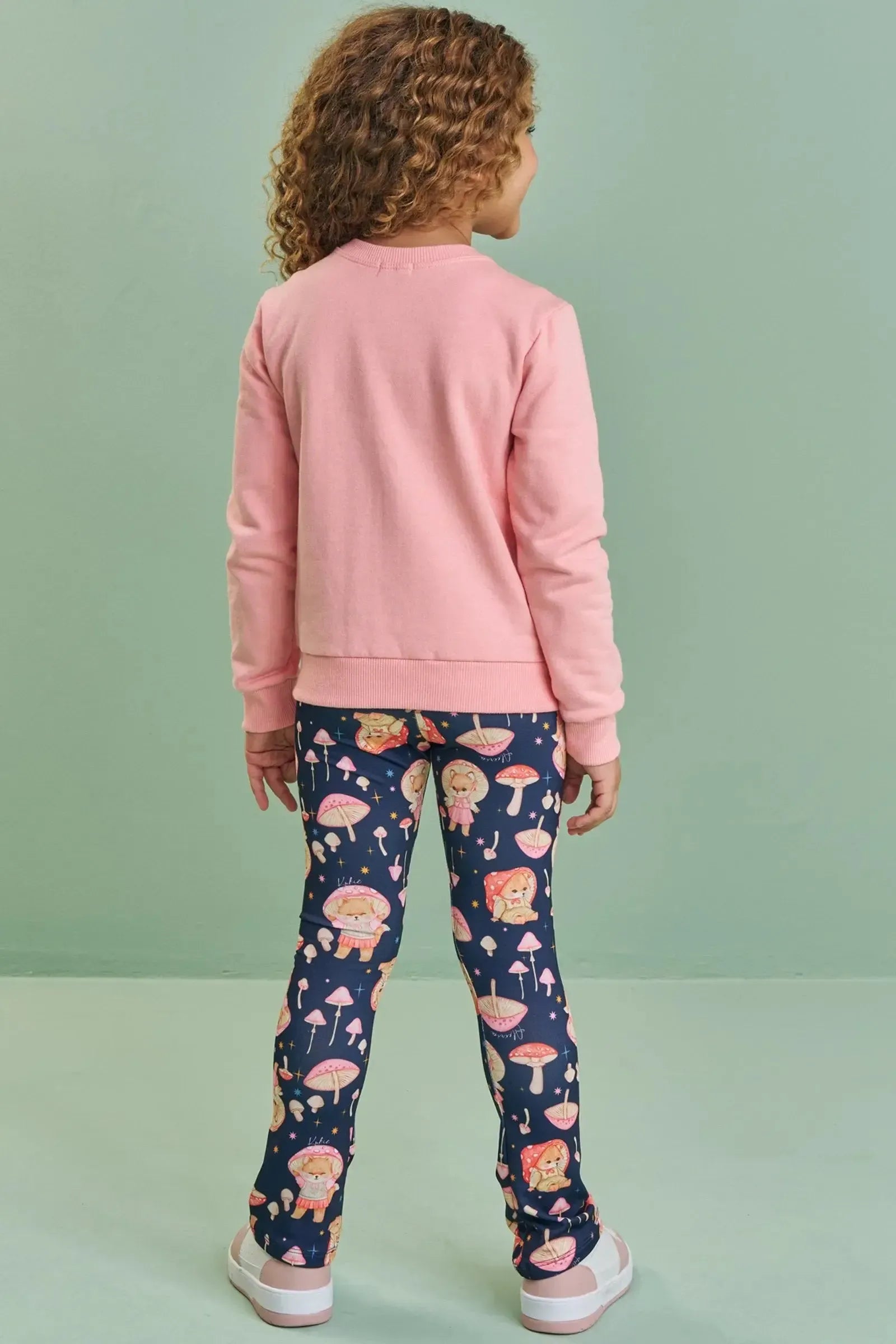 Conjunto de Blusão em Moletom com Pelúcia e Calça Boot Cut em Termoskin Peluciado 89611 Kukiê Infantil Menina