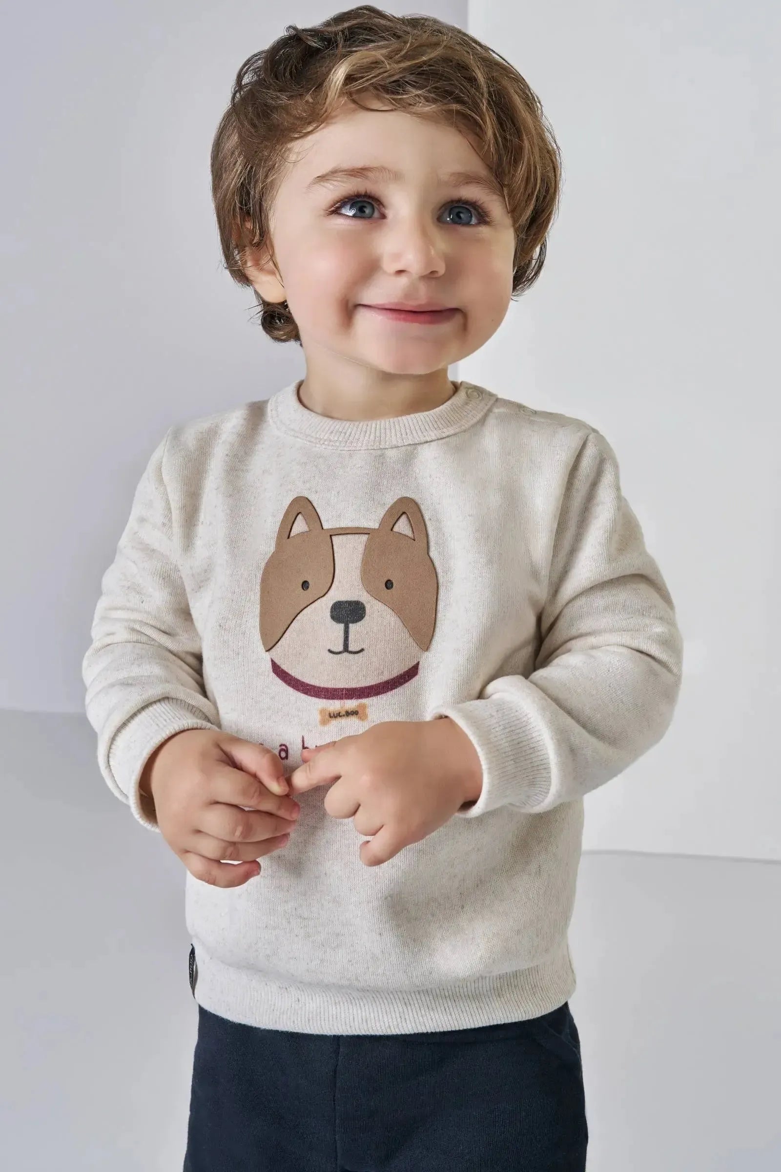 Conjunto de Blusão em Moletom com Pelúcia e Calça Jogger em Moletom Diagonal com Pelúcia 89755 LucBoo Bebê Menino