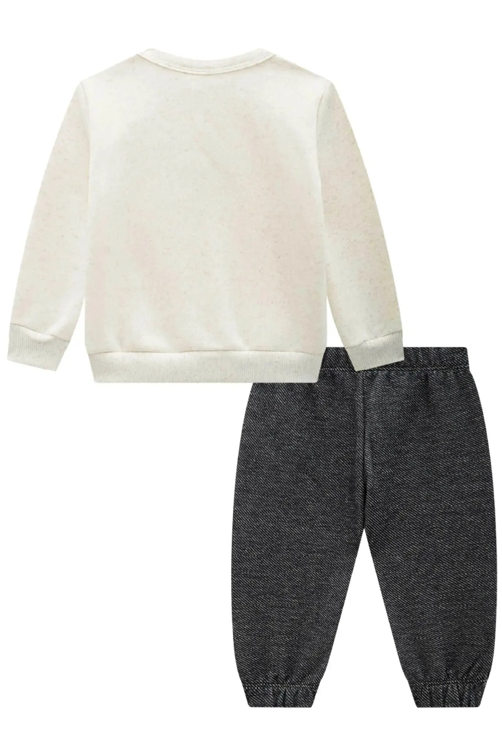 Conjunto de Blusão em Moletom com Pelúcia e Calça Jogger em Moletom Diagonal com Pelúcia 89755 LucBoo Bebê Menino