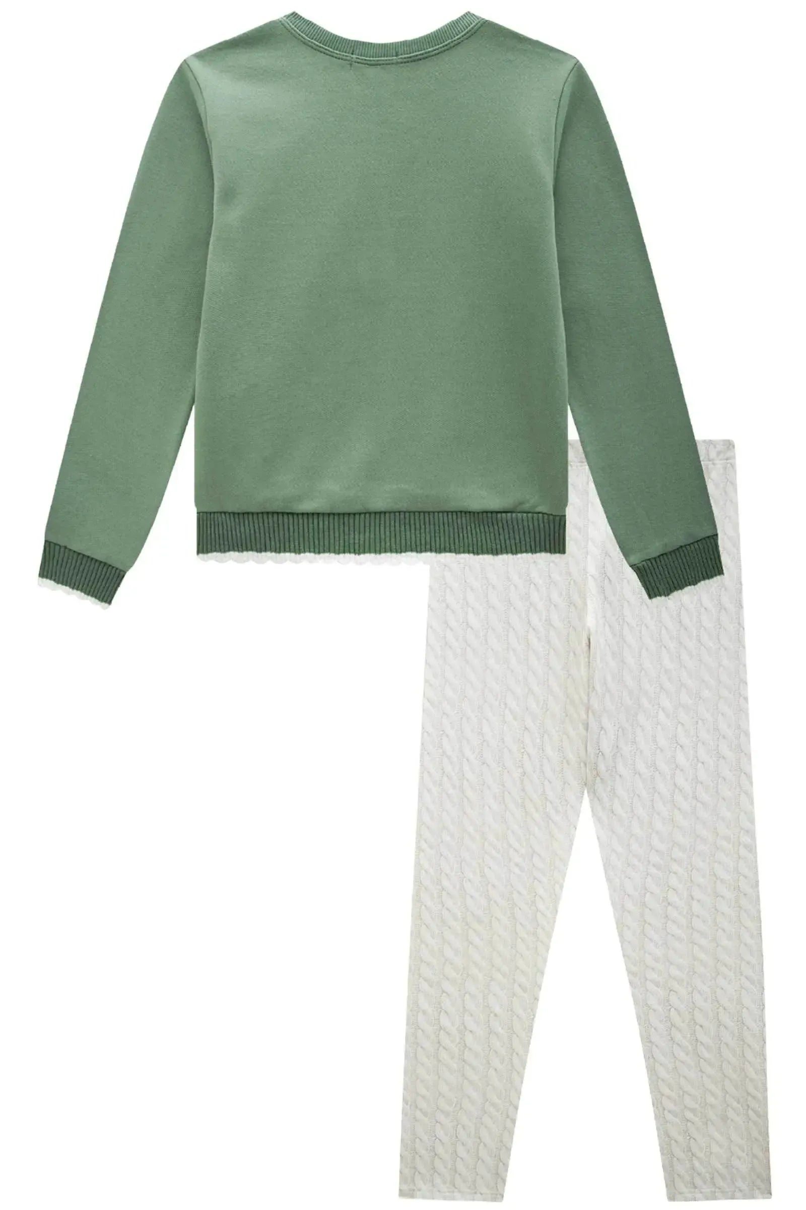 Conjunto de Blusão em Moletom com Pelúcia e Calça Legging em Termoskin Peluciado 89420 Infanti Infantil Menina