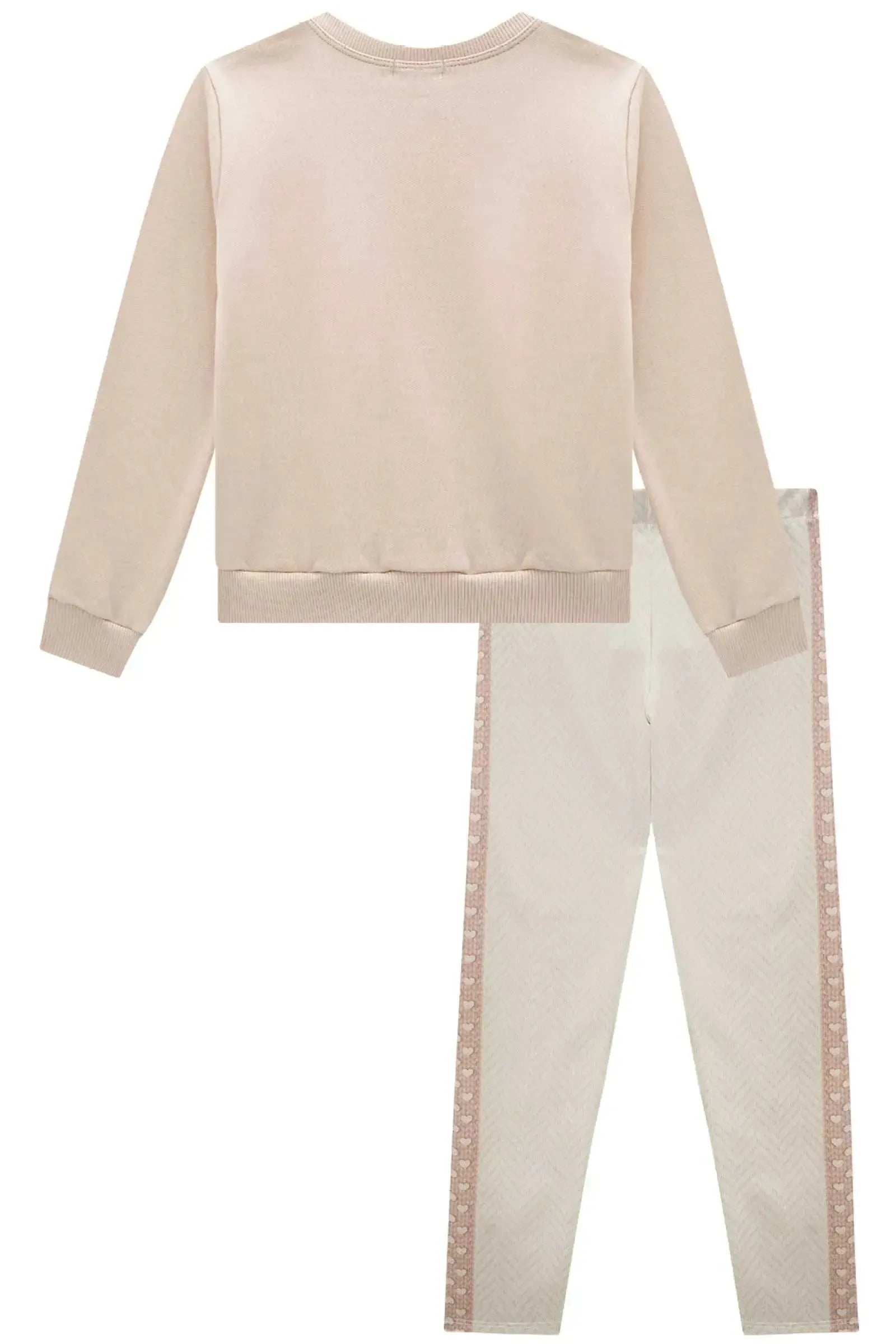 Conjunto de Blusão em Moletom com Pelúcia e Calça Legging em Termoskin Peluciado 89751 Infanti Infantil Menina