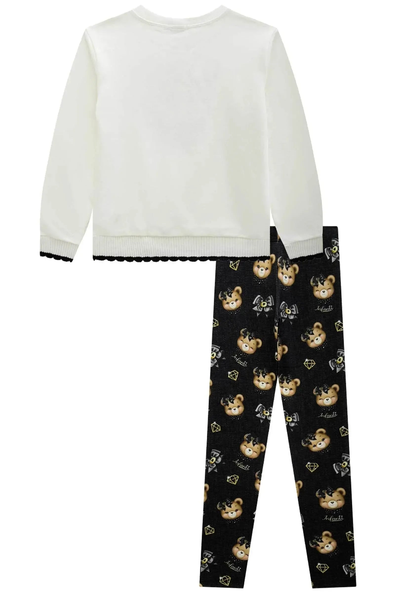 Conjunto de Blusão em Moletom com Pelúcia e Calça Legging em Termoskin Peluciado 89753 Infanti Infantil Menina