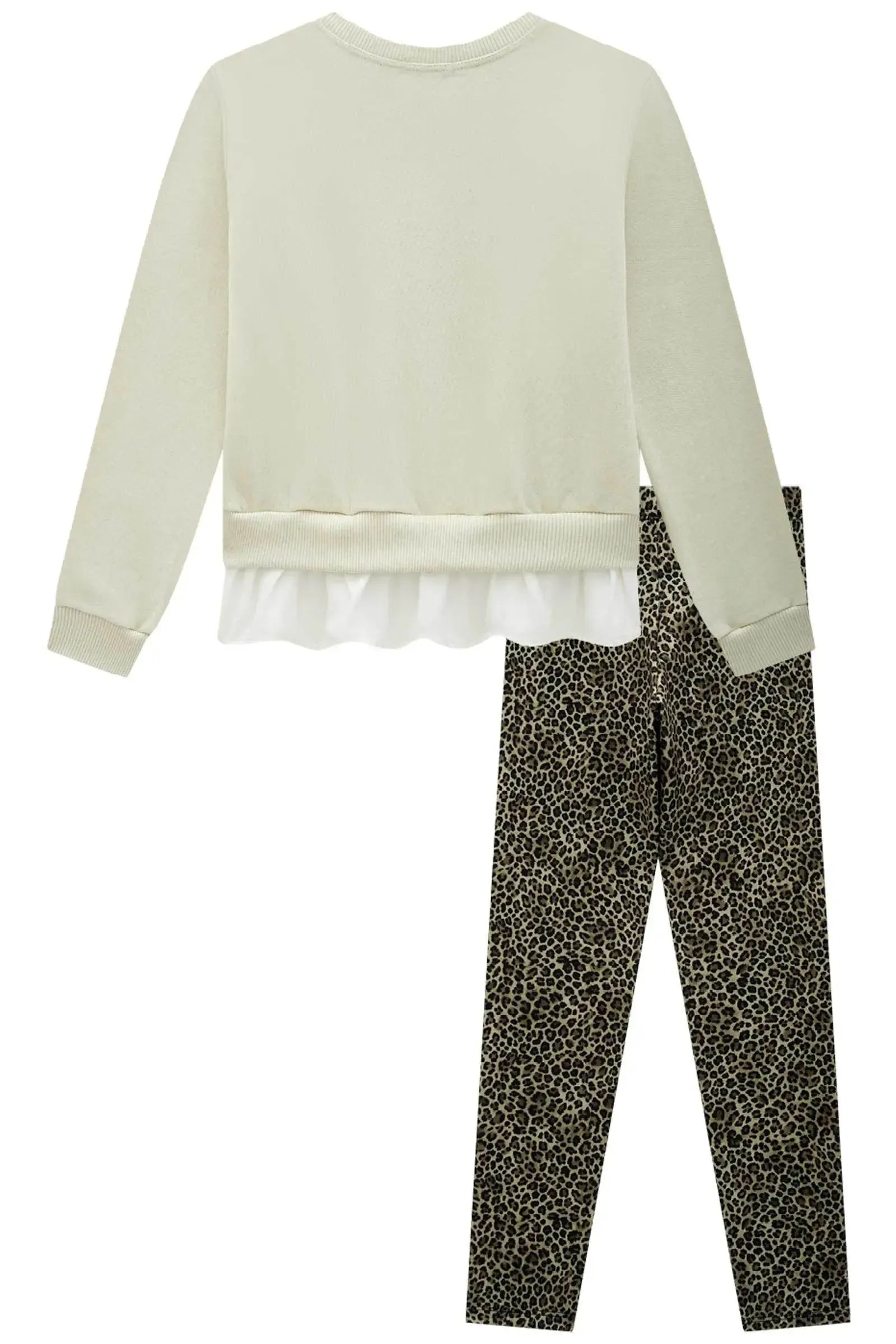 Conjunto de Blusão em Moletom com Pelúcia e Calça Legging em Termoskin Peluciado 89756 Infanti Infantil Menina