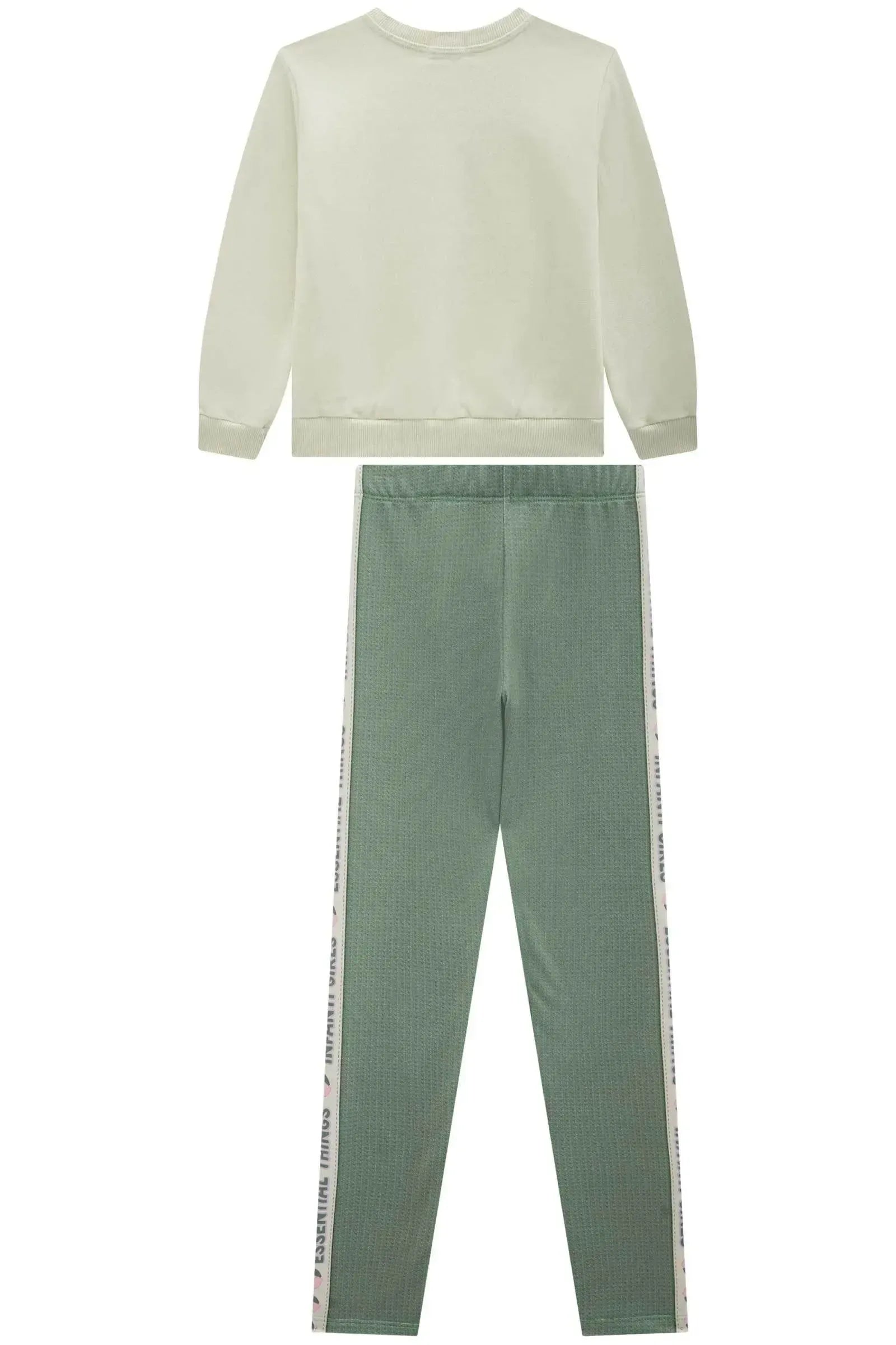 Conjunto de Blusão em Moletom com Pelúcia e Calça Legging em Termoskin Peluciado 90811 Infanti Infantil Menina