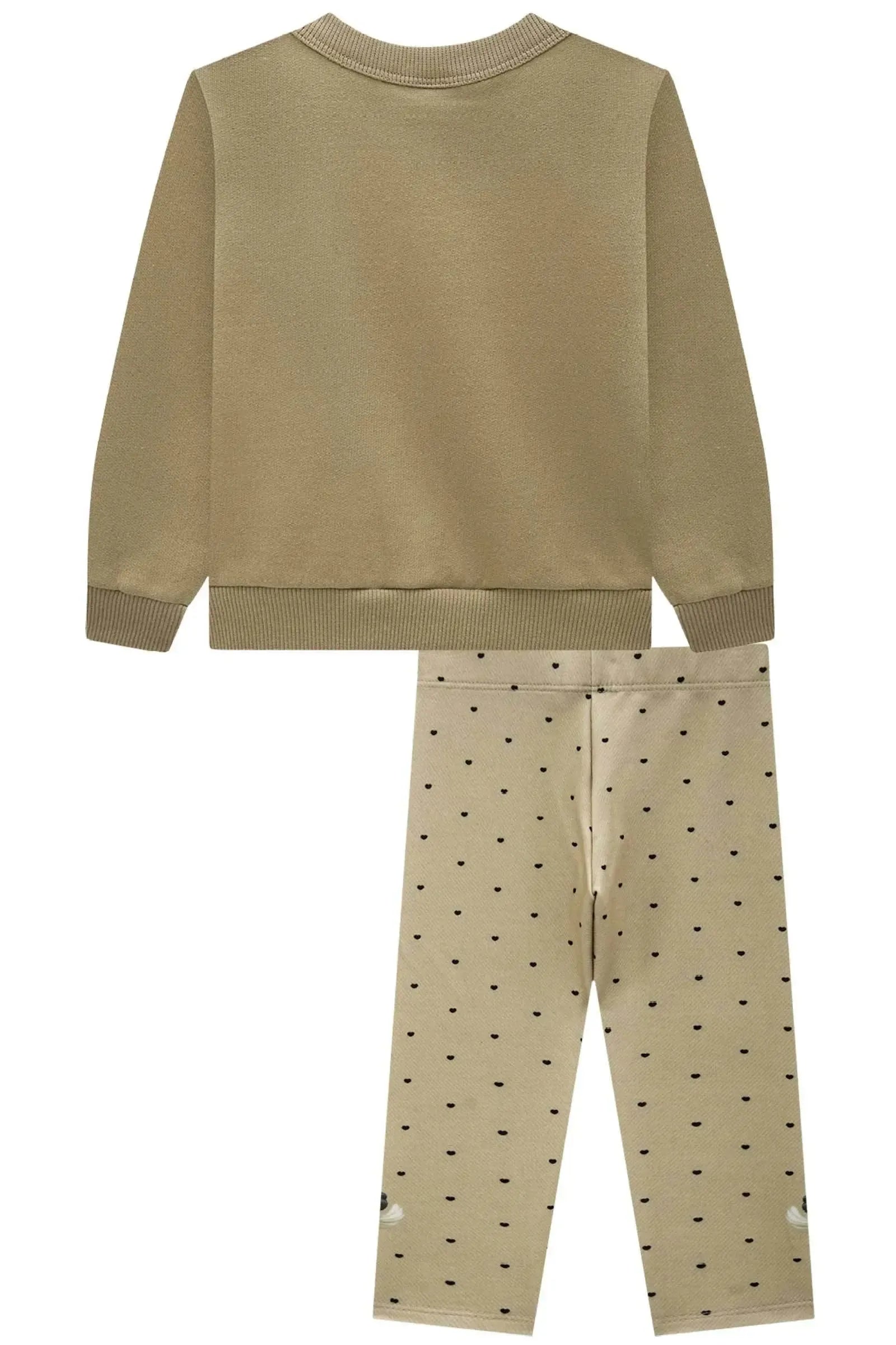 Conjunto de Blusão em Moletom com Pelúcia e Calça Legging em Termoskin Peluciado 91800 Infanti Bebê Menina