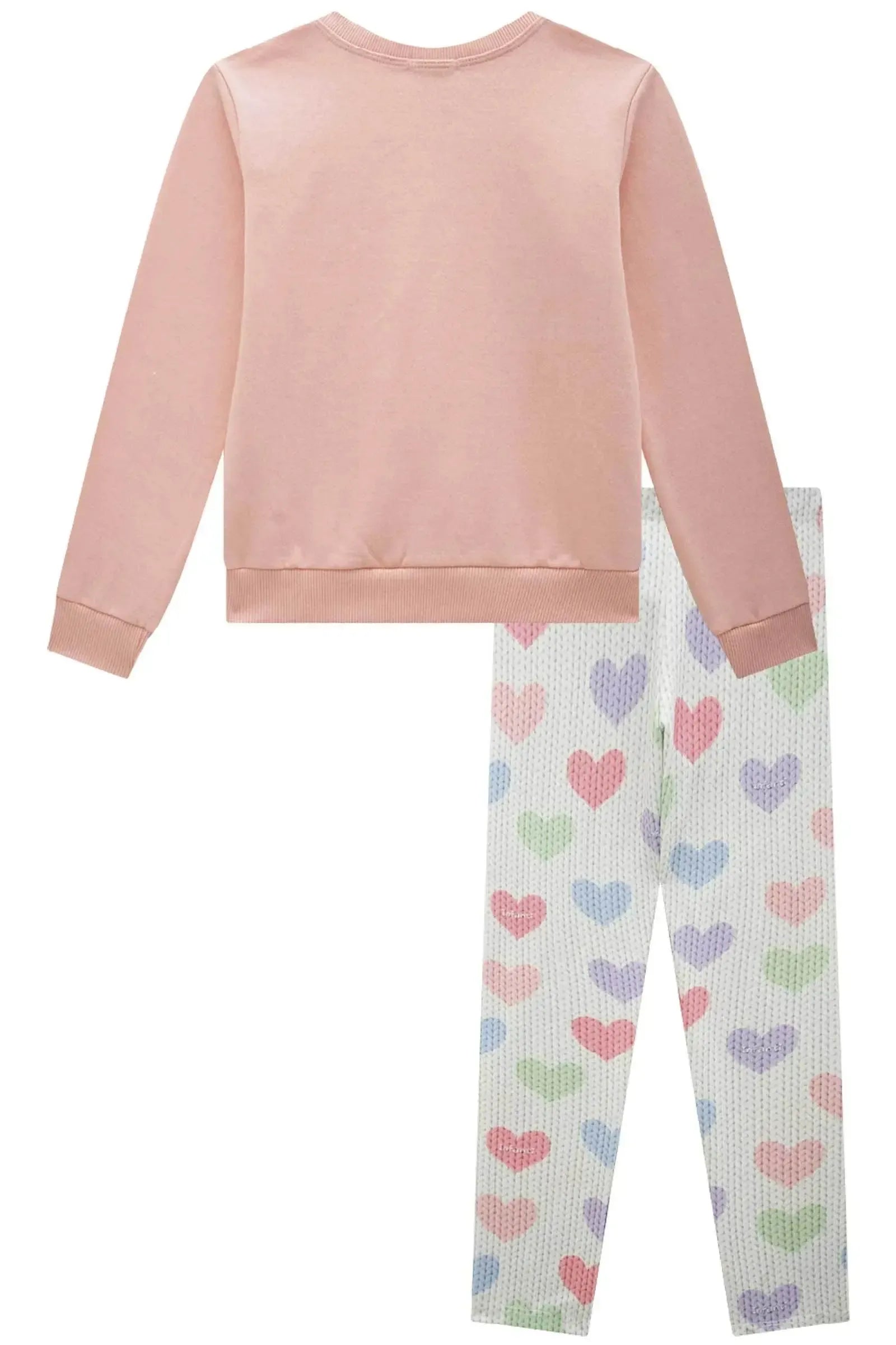 Conjunto de Blusão em Moletom com Pelúcia e Calça Legging em Termosking Peluciado 90812 Infanti Infantil Menina