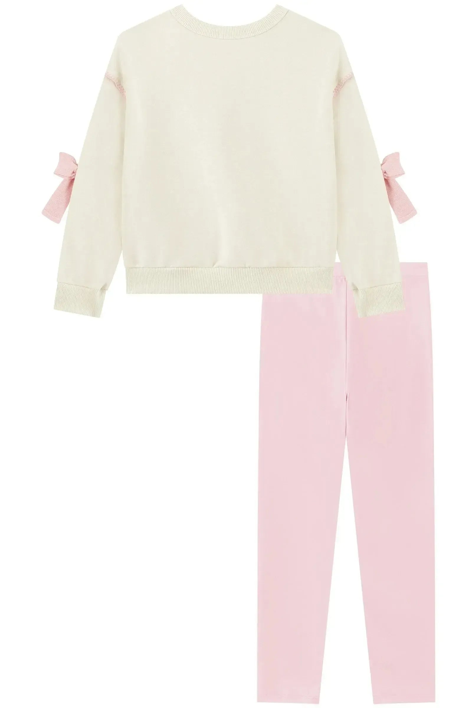 Conjunto de Blusão em Moletom com Pelúcia e Legging em Couro Eco e Termoskin Peluciado 93779 Kukiê Infantil Menina