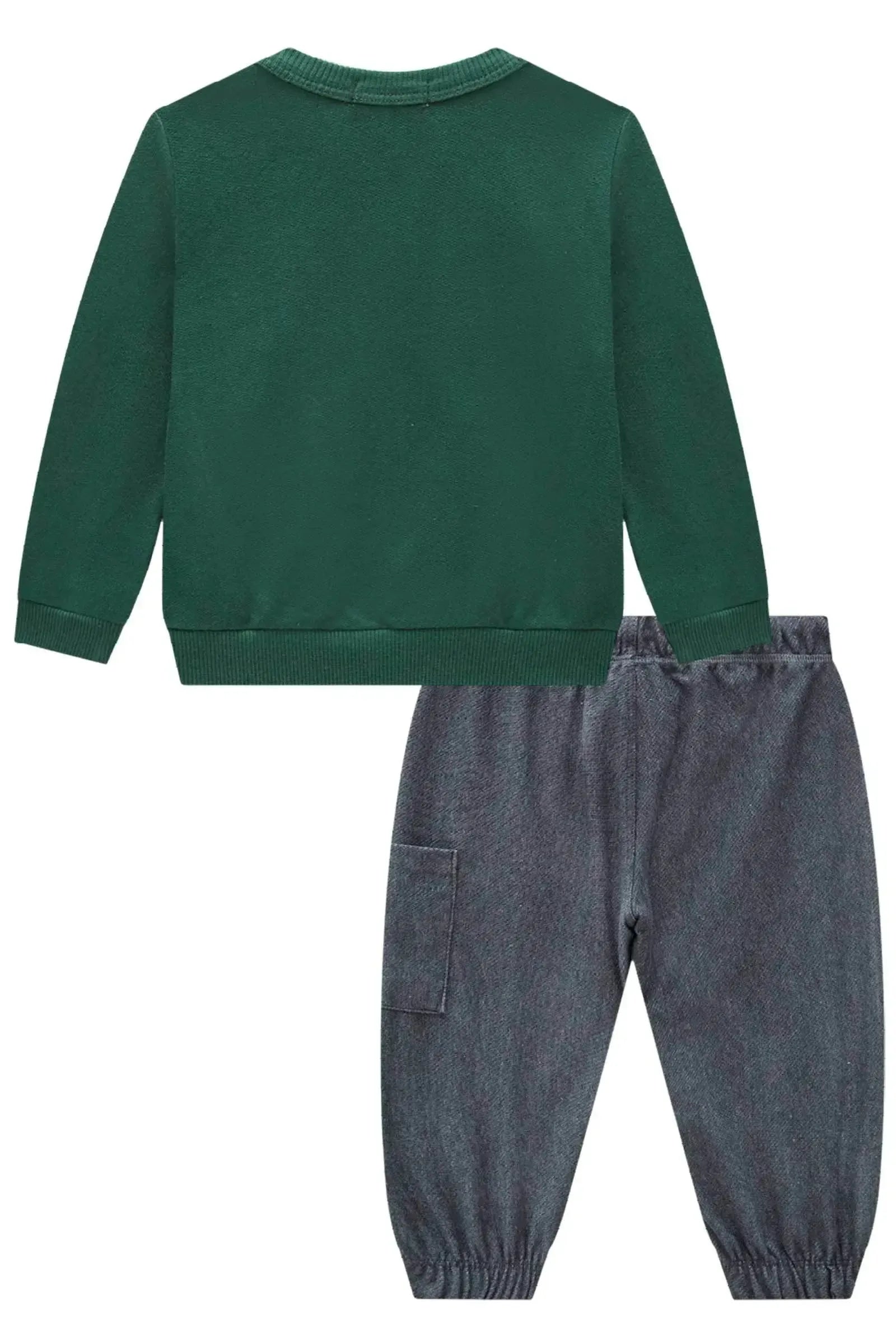 Conjunto de Blusão em Moletom sem Pelúcia e Calça Jogger em Cotton Jeans com Elastano 89779 LucBoo Bebê Menino
