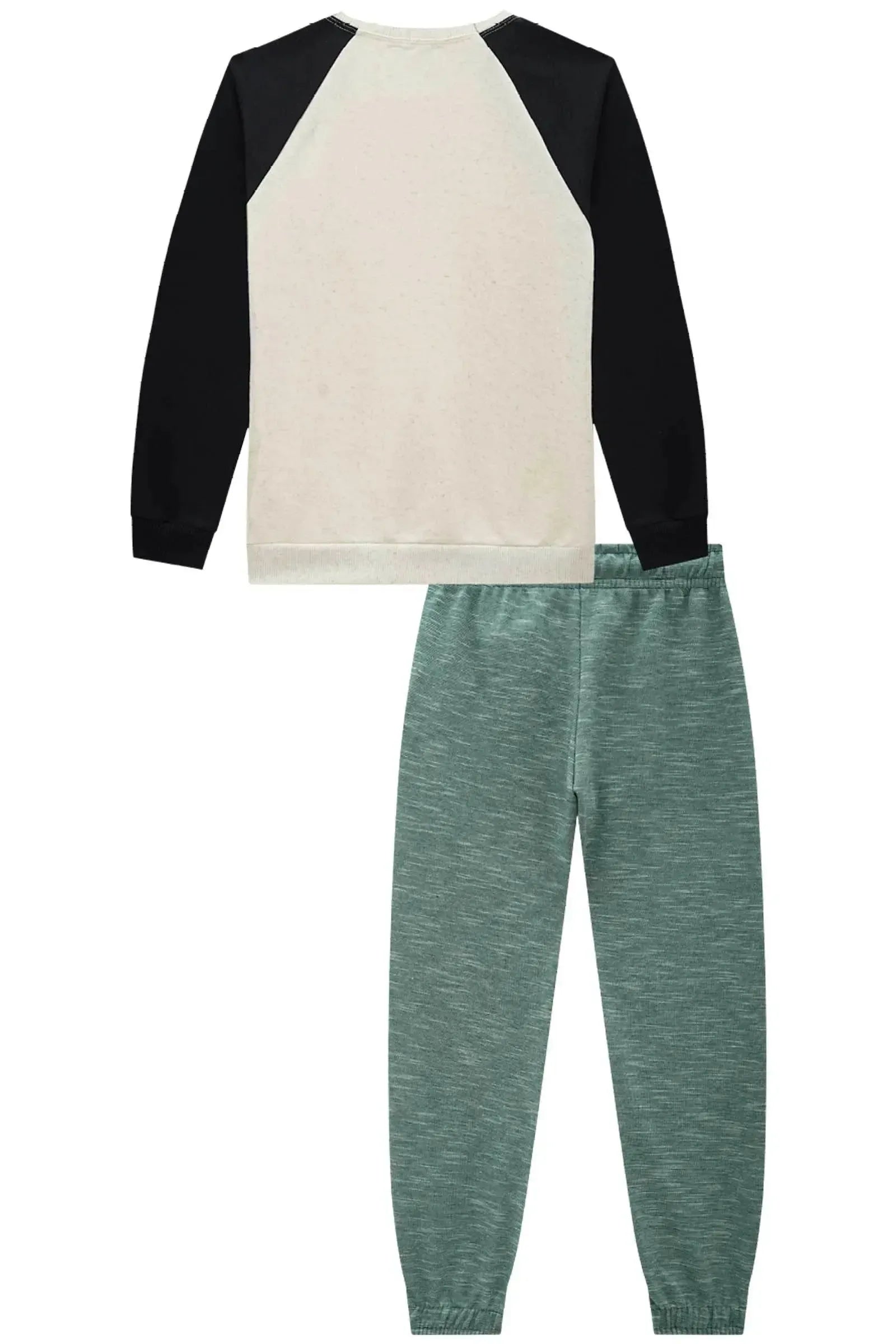 Conjunto de Blusão em Moletom sem Pelucia e Calça Jogger em Mesclado Bicolor 90721 LucBoo Infantil Menino