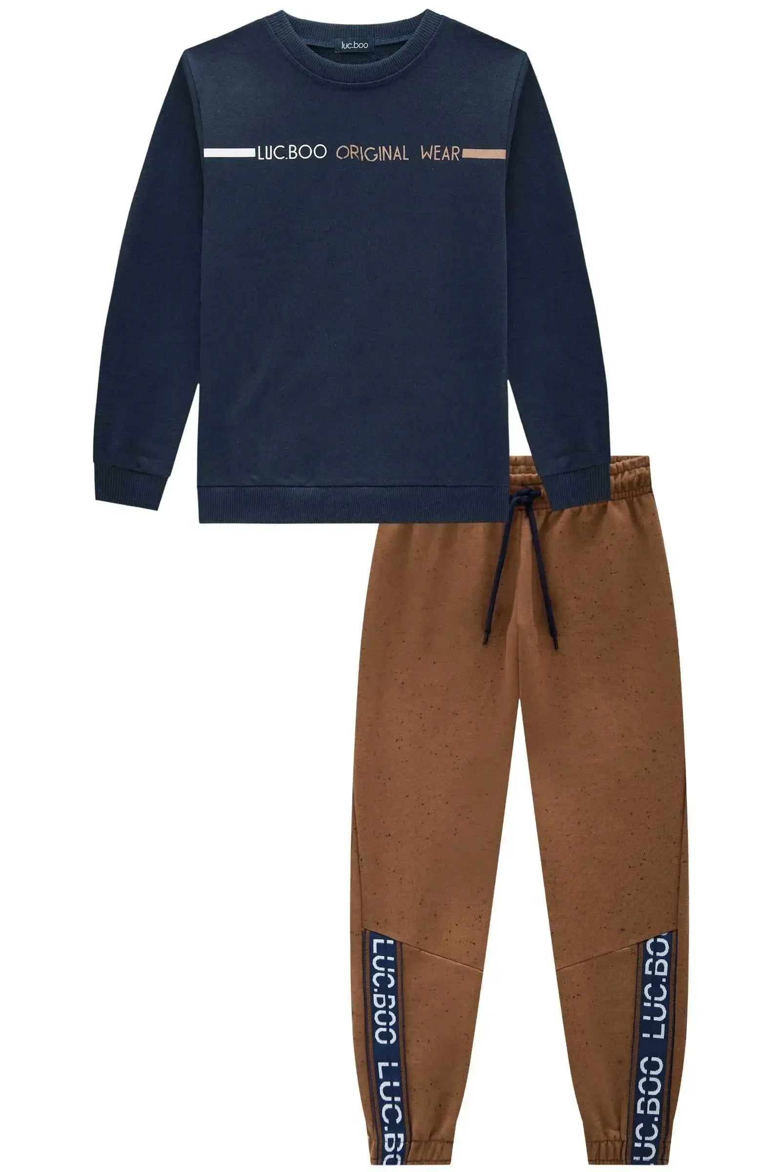 Conjunto de Blusão em Moletom sem Pelúcia e Calça Jogger em Moletom Botône sem Pelúcia 92058 LucBoo Infantil Menino