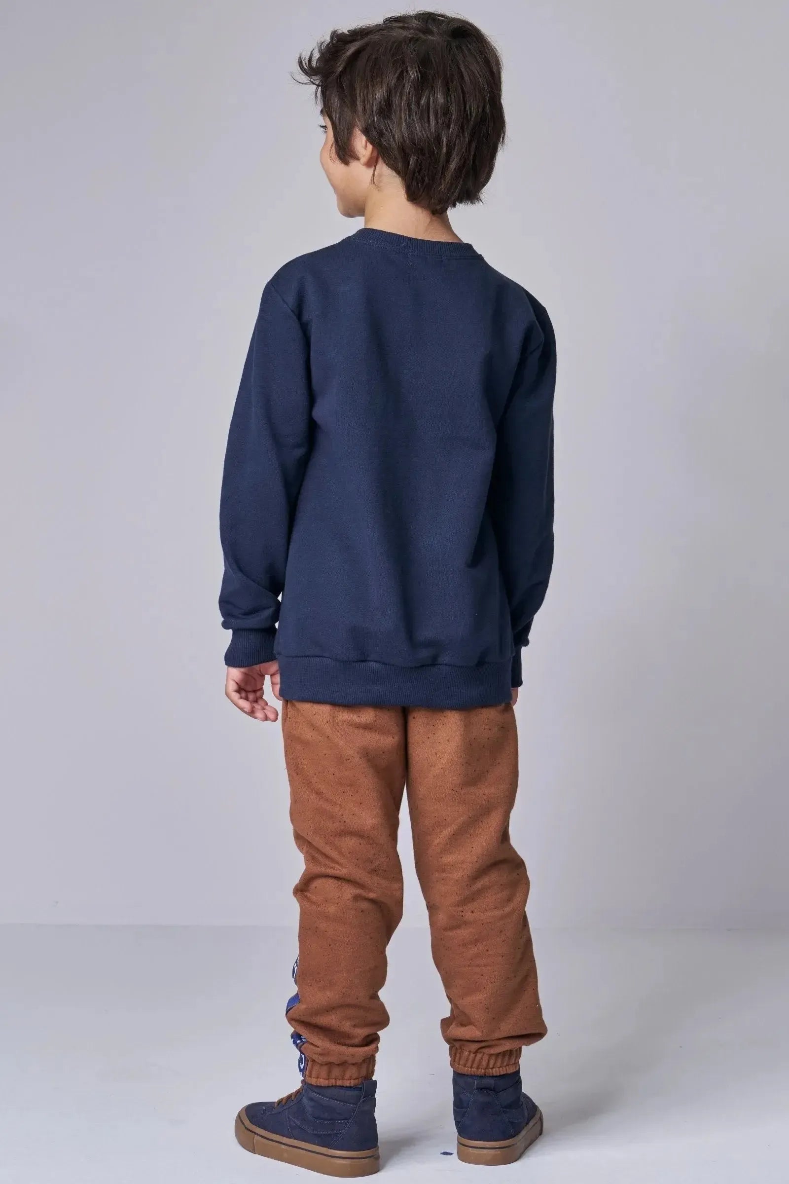 Conjunto de Blusão em Moletom sem Pelúcia e Calça Jogger em Moletom Botône sem Pelúcia 92058 LucBoo Infantil Menino