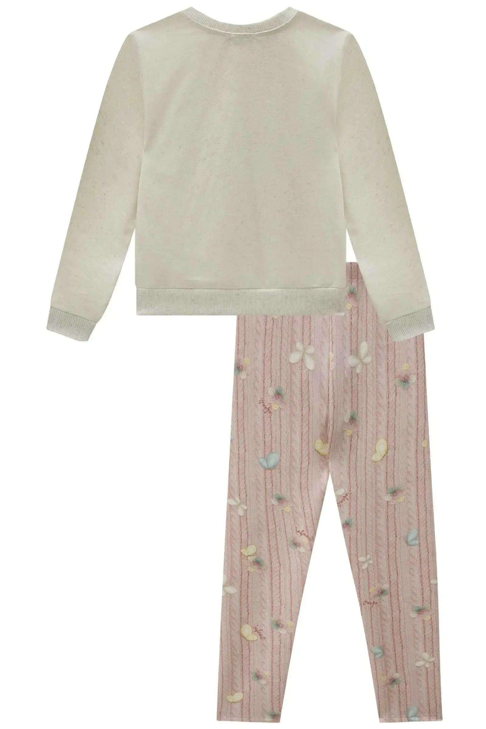 Conjunto de Blusão em Moletom sem Pelúcia e Calça Legging em Fly Tech 89750 Infanti Infantil Menina