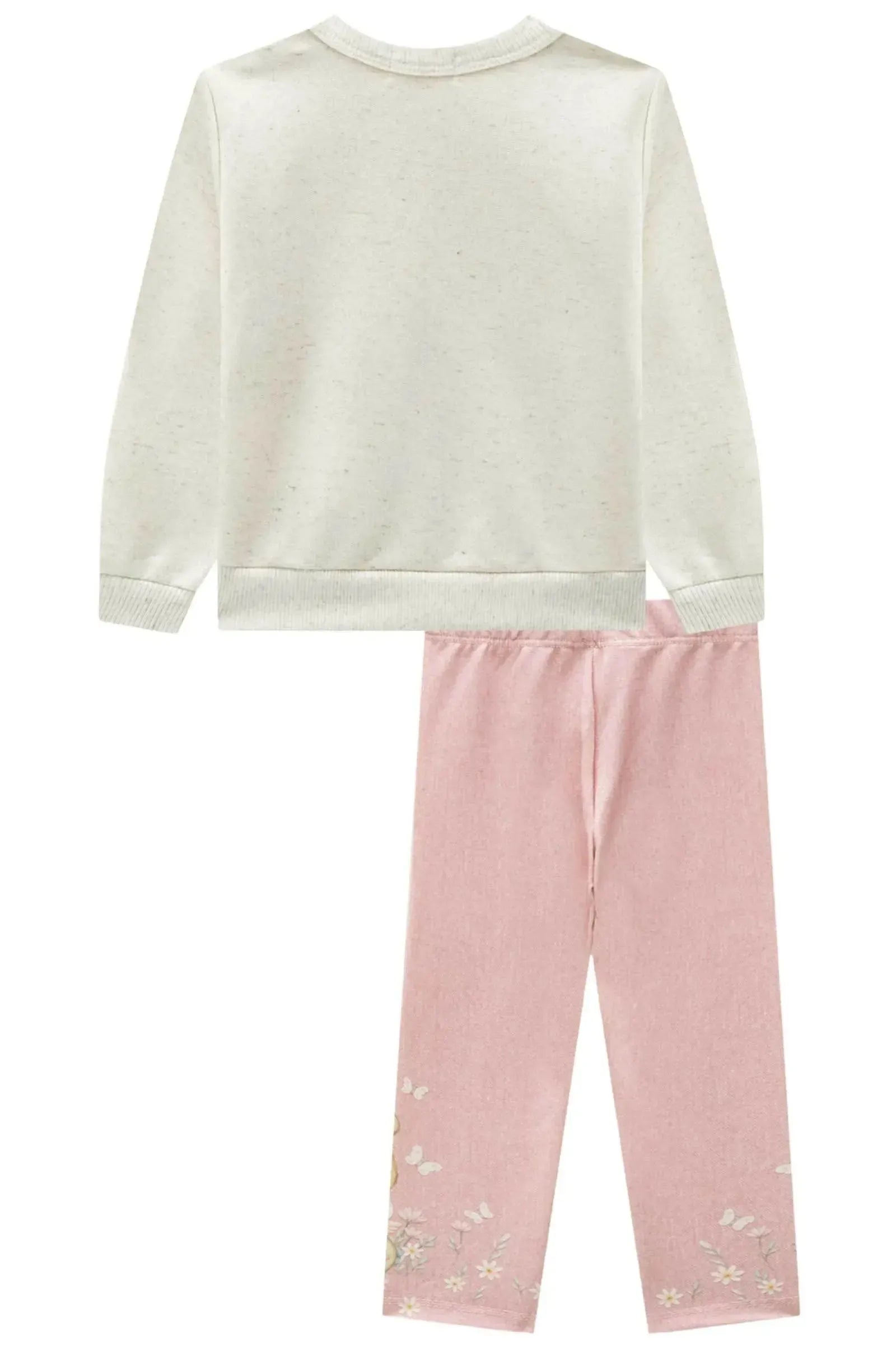 Conjunto de Blusão em Moletom sem Pelúcia e Calça Legging em Molecotton 90699 Infanti Bebê Menina