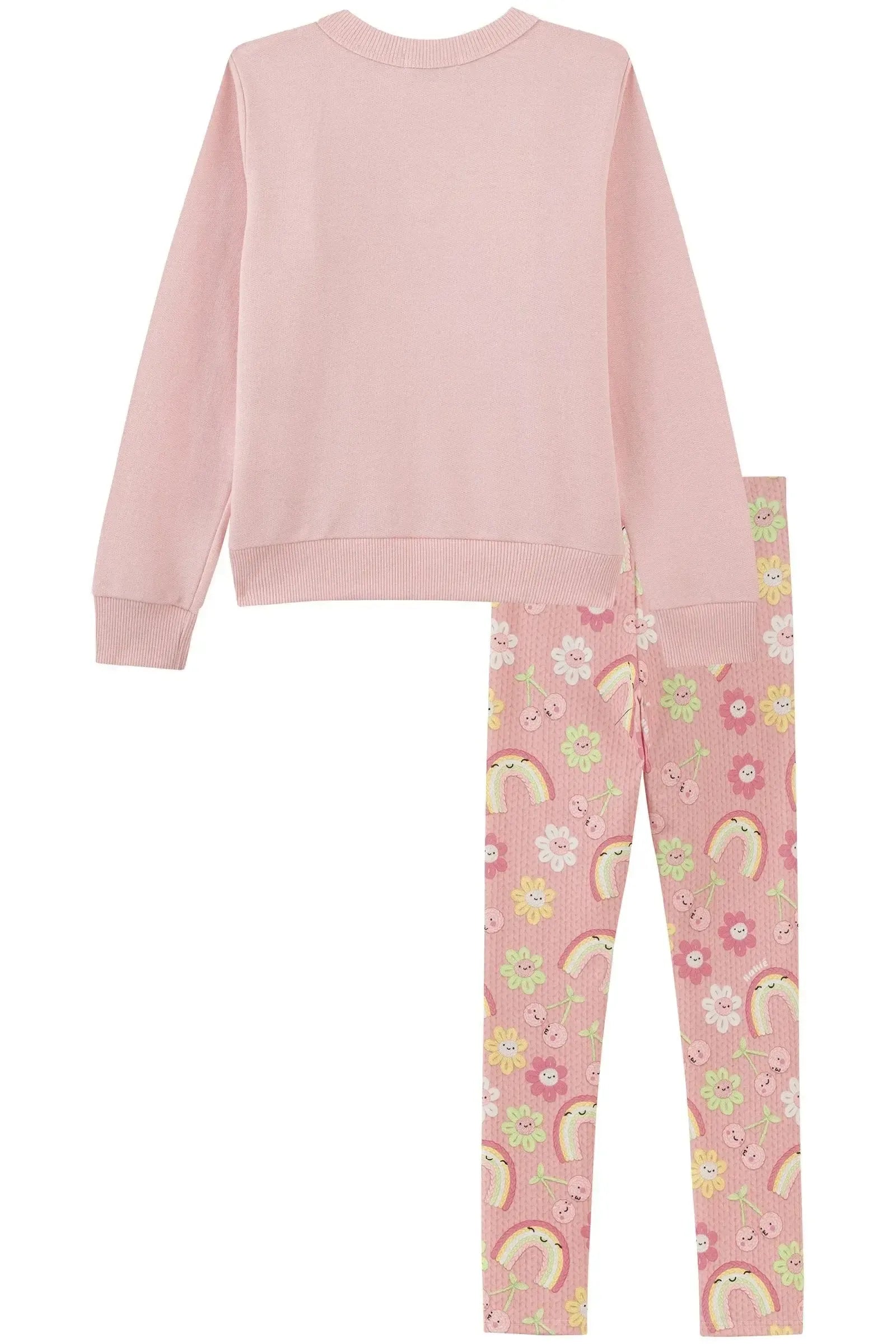 Conjunto de Blusão em Moletom sem Pelúcia e Legging em Malha Power 90882 Kukiê Infantil Menina