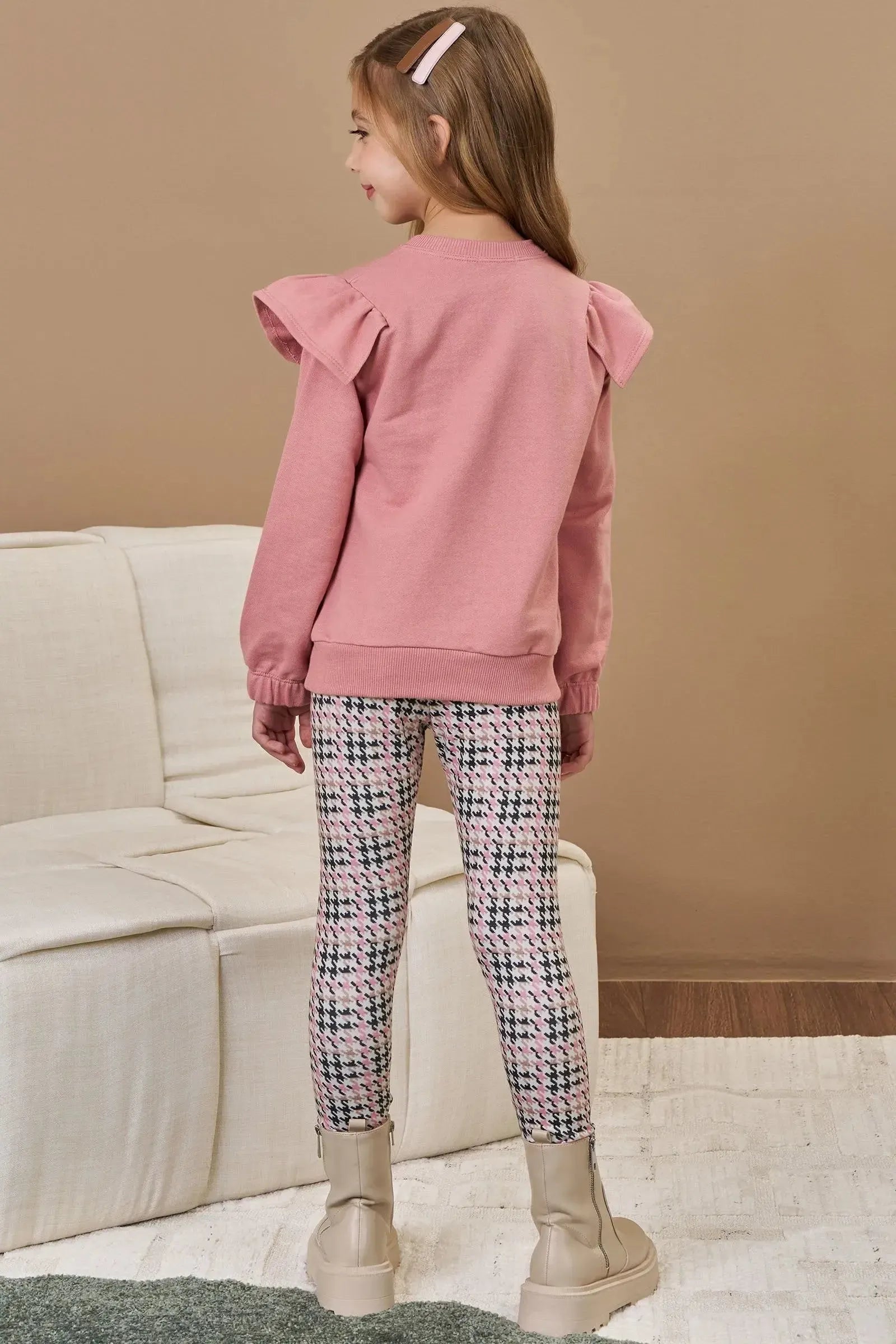 Conjunto de Blusão em Moletom sem Pelúcia e Legging em Molecotton 91942 Infanti Infantil Menina