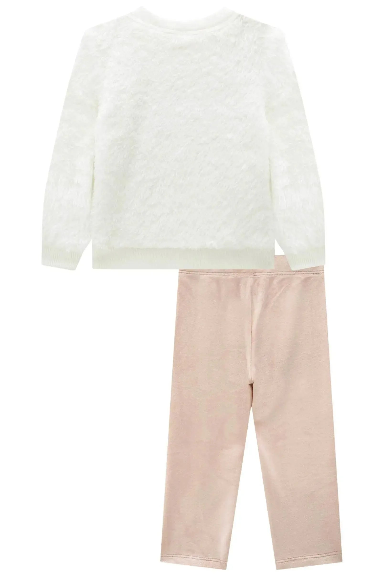 Conjunto de Blusão em Pelo Carneirinho Dublado e Calça Legging em Veludo com Elastano 90561 Infanti Bebê Menina