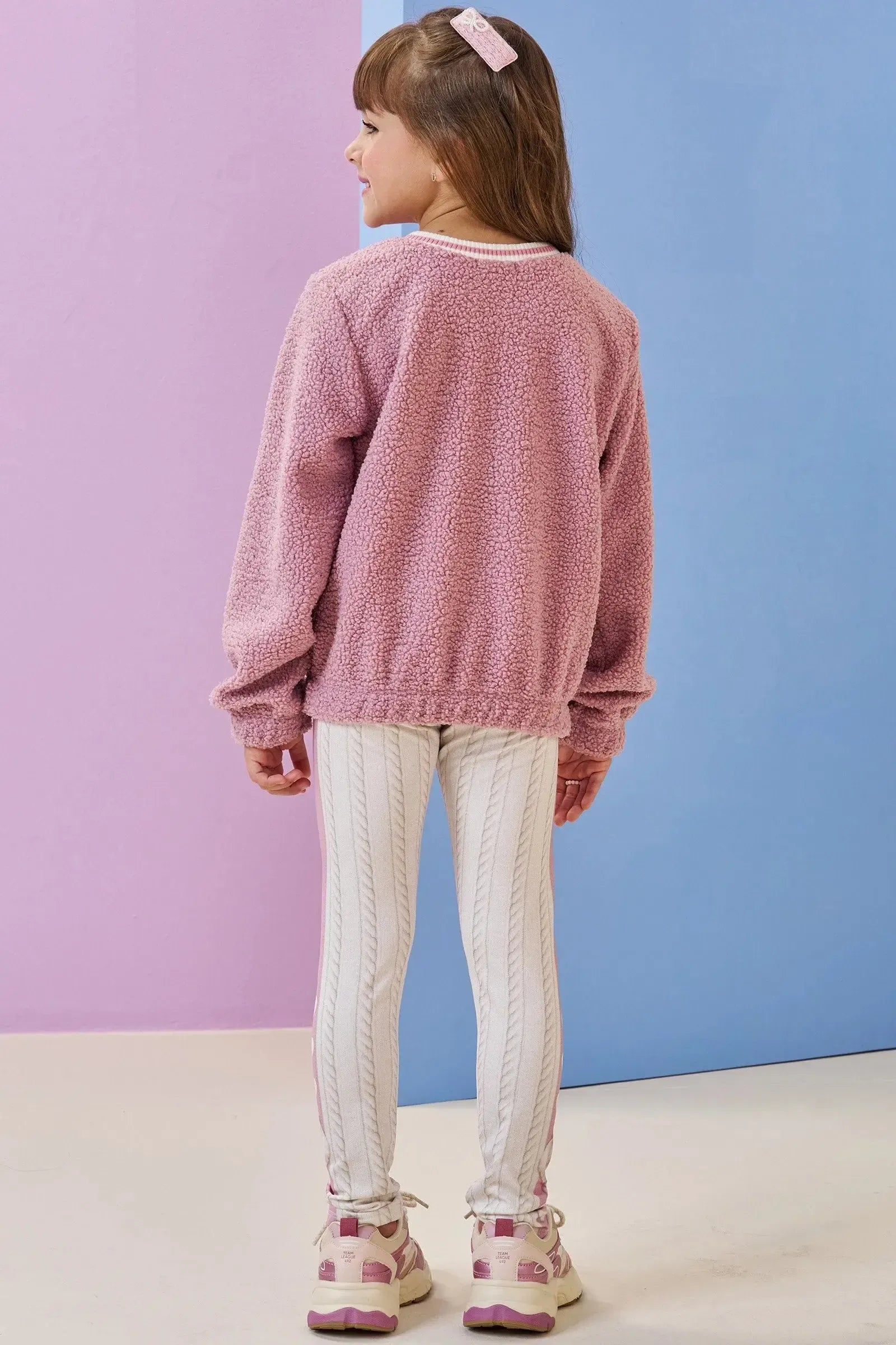 Conjunto de Blusão em Pelo Durban e Calça Legging em Termokin Peluciado 92669 Infanti Infantil Menina