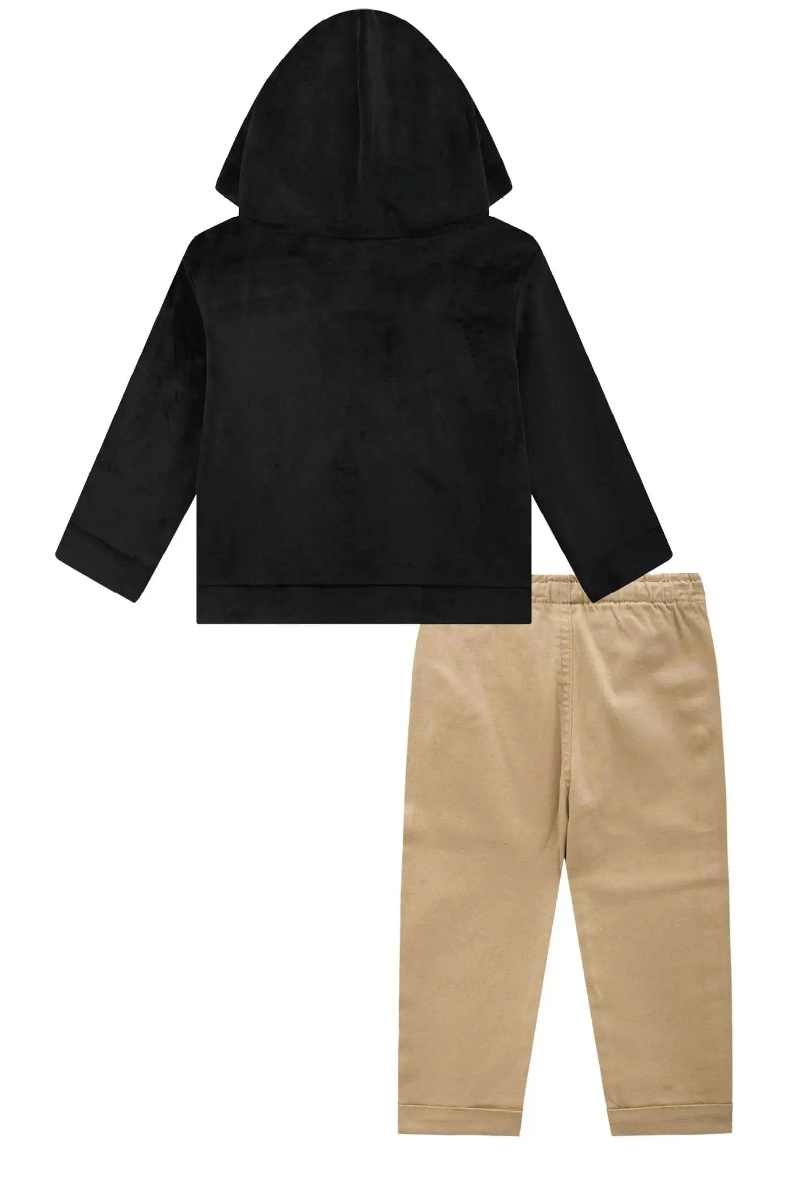 Conjunto de Blusão em Soft Plush com Elastano e Calça Skinny em Sarja Onix com Elastano 89874 LucBoo Bebê Menino
