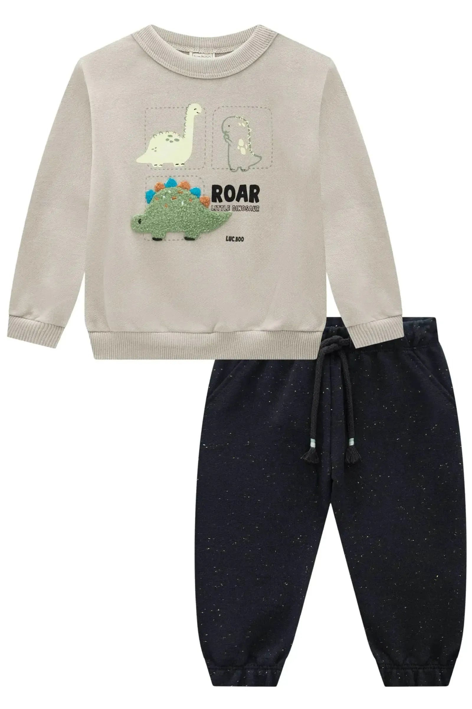 Conjunto de Blusão sem Pelúcia e Calça Jogger em Moletom Botonê sem Pelúcia 92116 LucBoo Bebê Menino