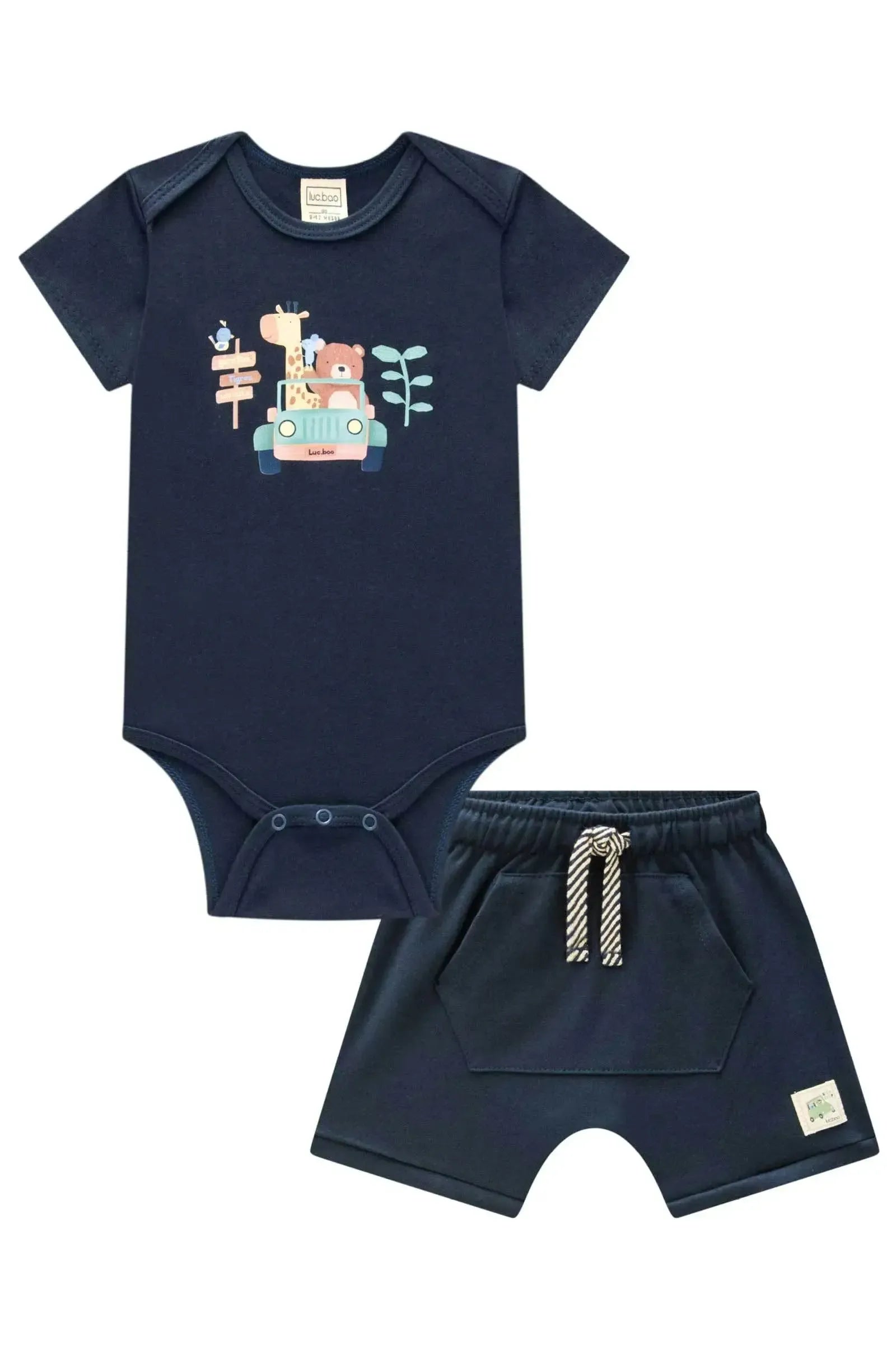 Conjunto de Body e Bermuda em Suedine 95046 LucBoo Bebê Menino