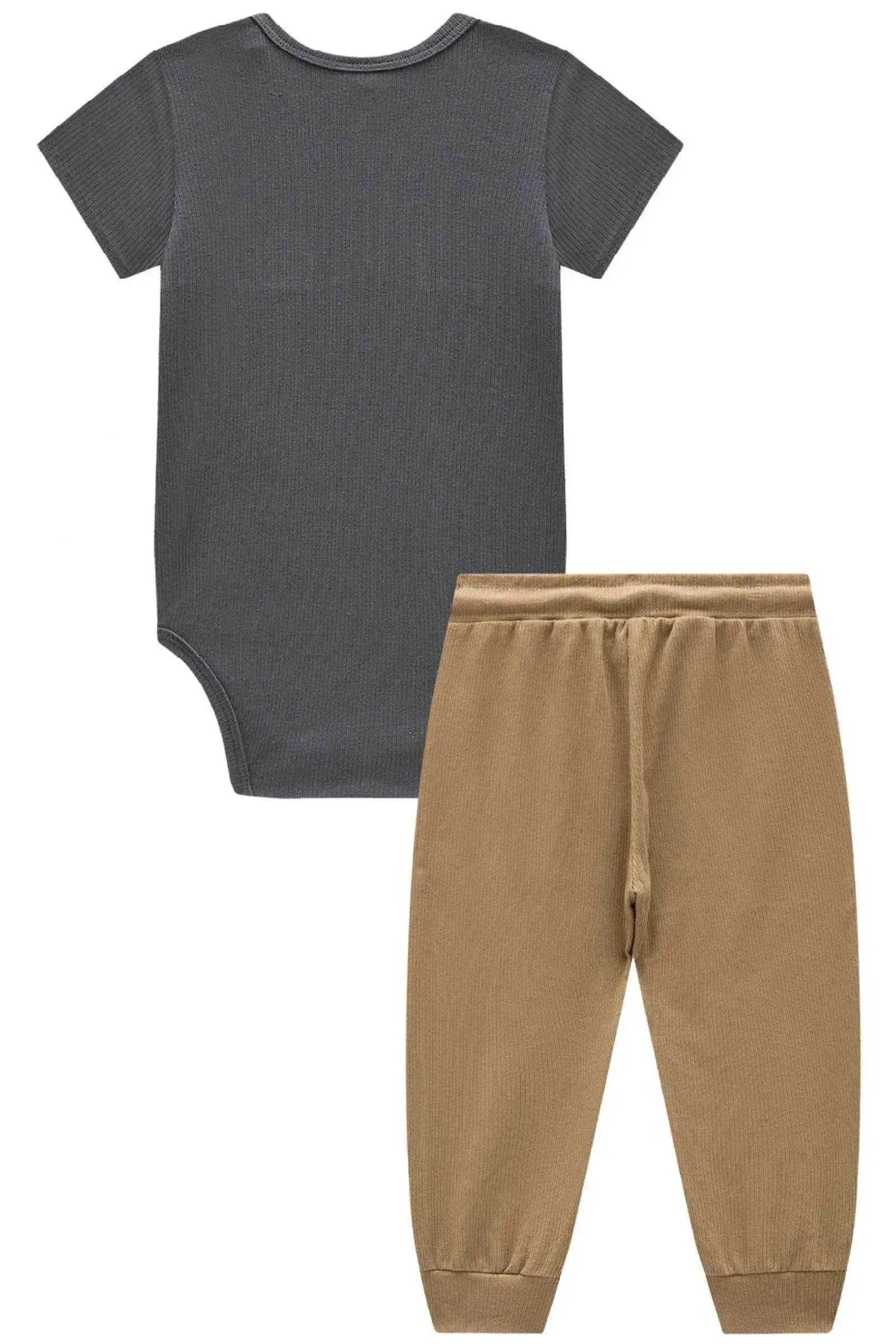 Conjunto de Body e Calça Jogger em Canelado Liz 93567 LucBoo Bebê Menino