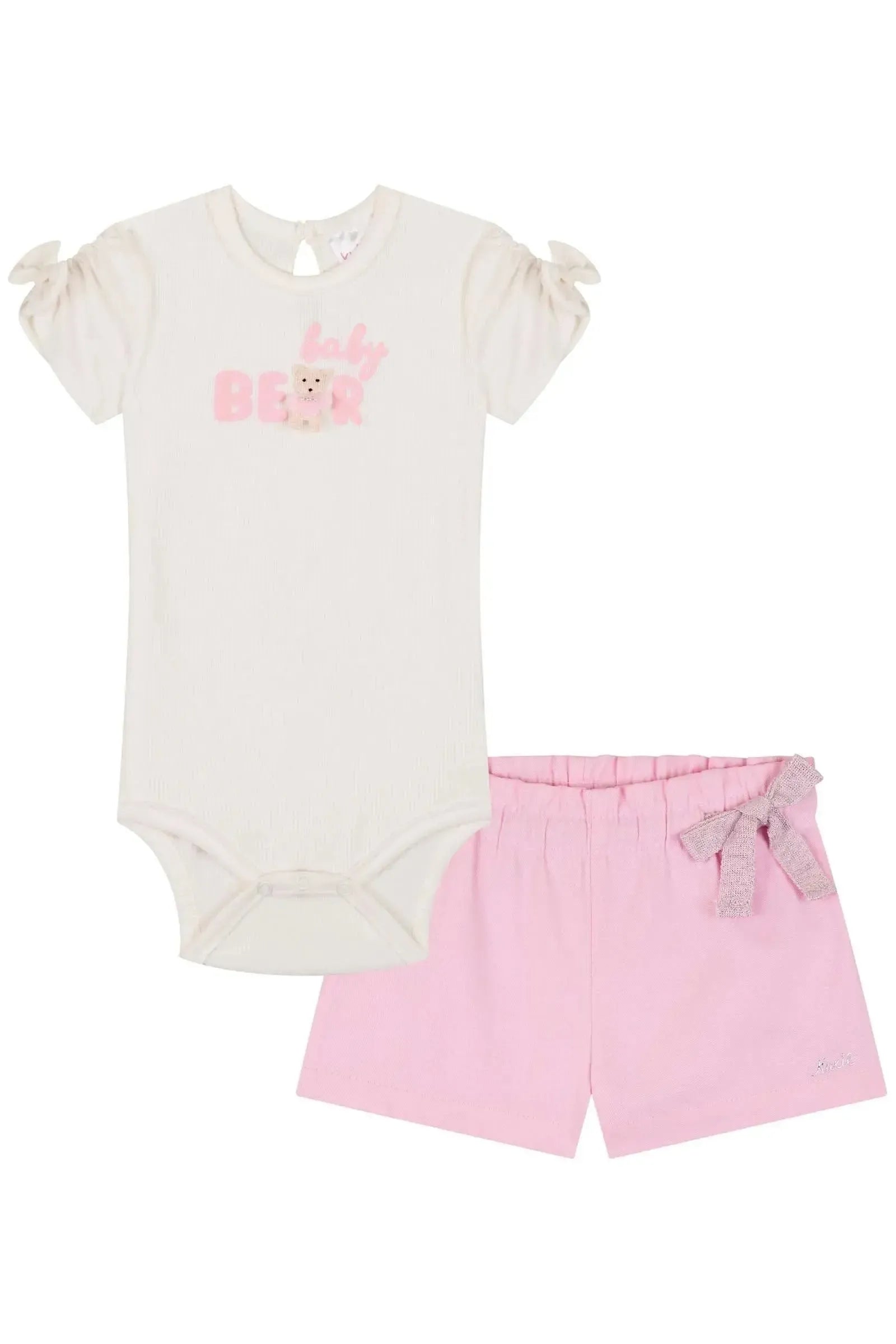 Conjunto de Body em Canelado e Shorts em Sarja com Elastano 85349 Kukiê Bebê Menina