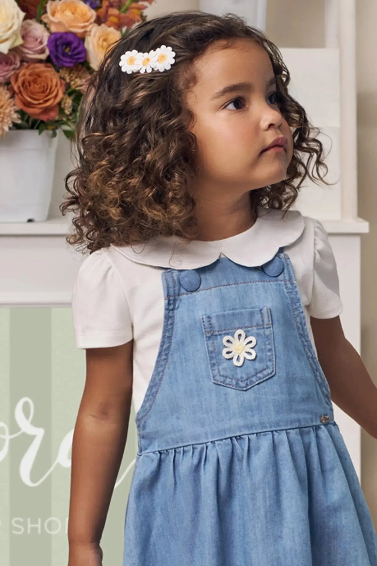 Conjunto de Body em Cotton com Salopete em Jeans 99190 Infanti Bebê Menina