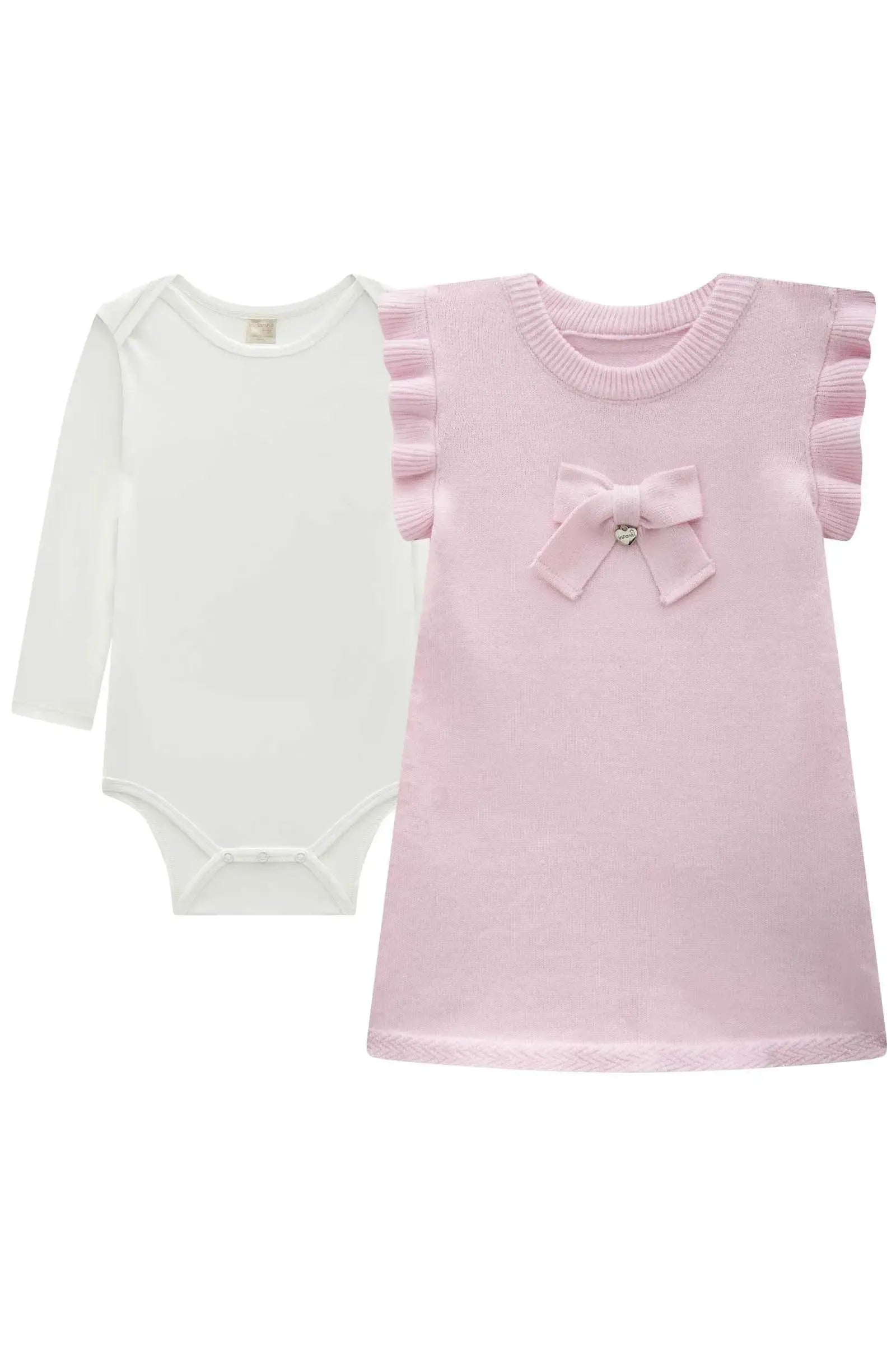 Conjunto de Body em Cotton com Salopete em Tricot 87541 Infanti Bebê Menina