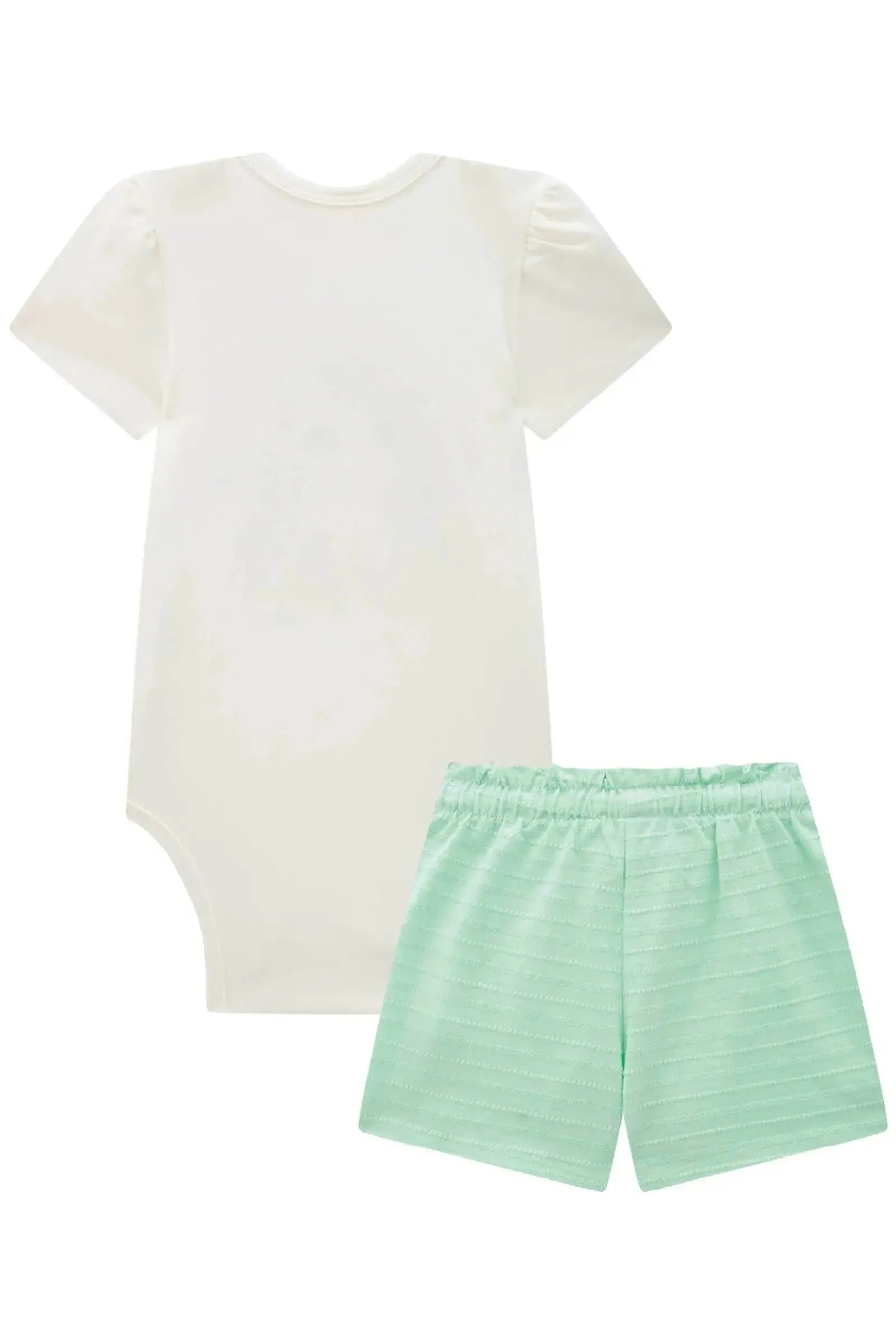 Conjunto de Body em Cotton com Shorts em Malha Textura 87166 Infanti Bebê Menina