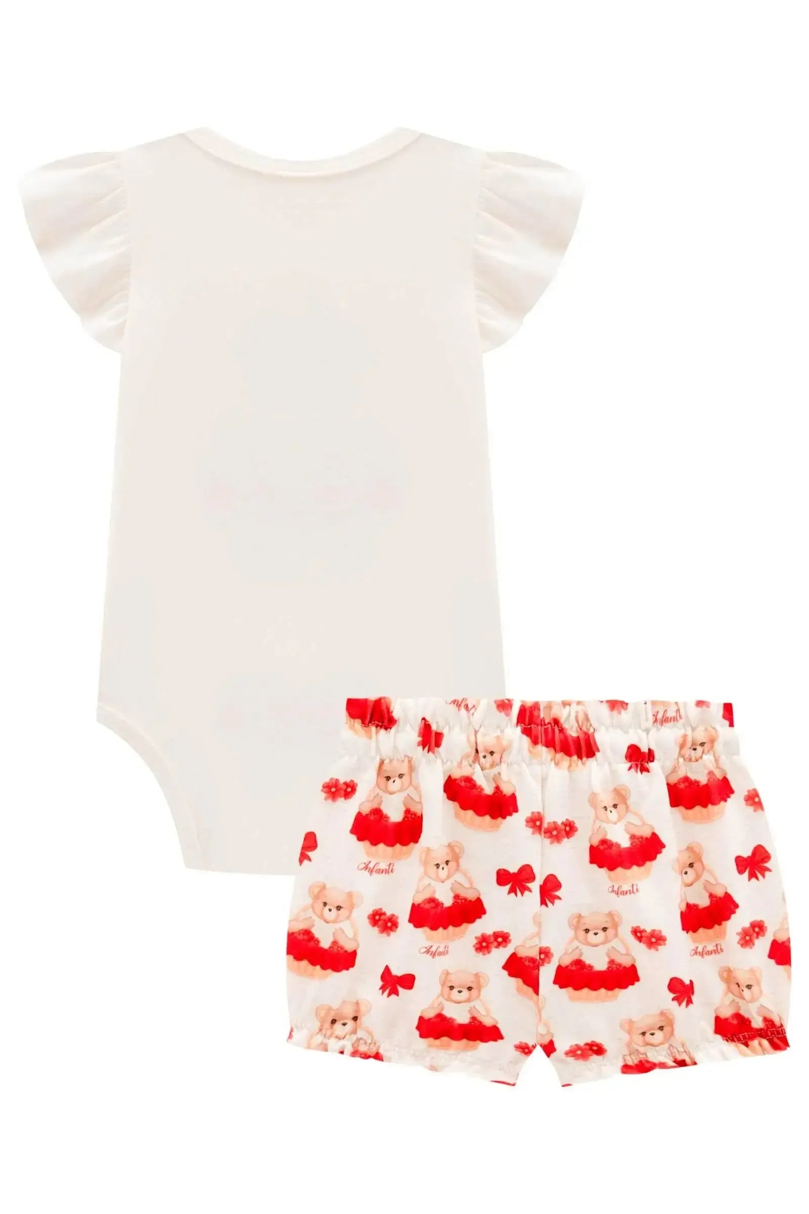 Conjunto de Body em Cotton com Shorts em Molecotton 99181 Infanti Bebê Menina