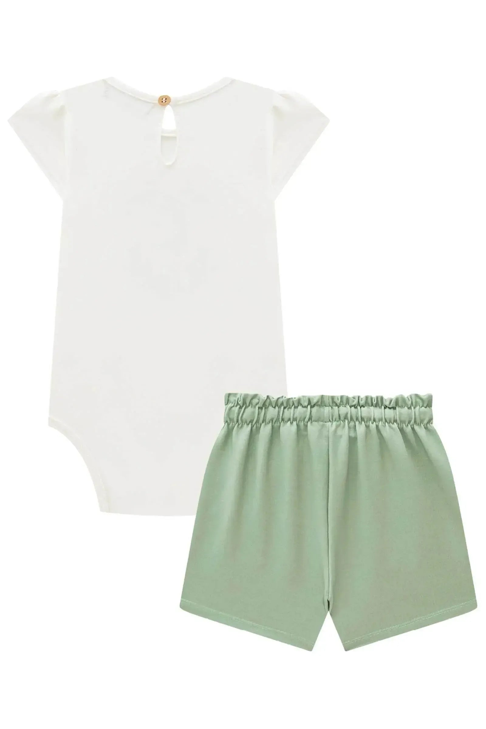 Conjunto de Body em Cotton com Shorts em Molevisco 83595 Infanti Bebê Menina