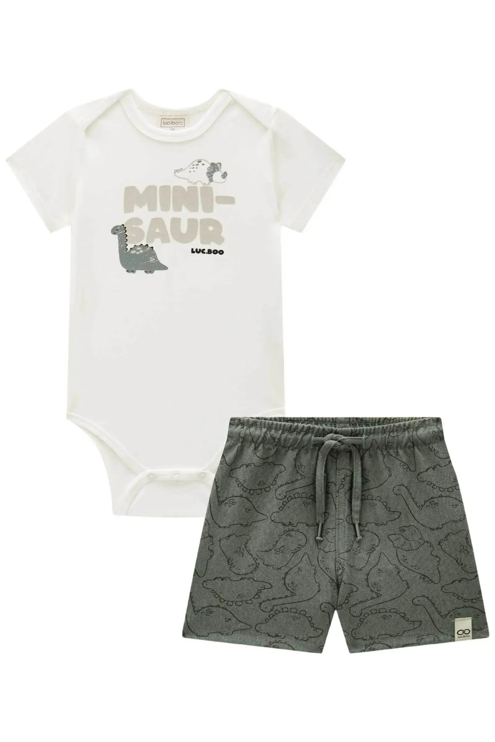 Conjunto de Body em Cotton e Bermuda em Cotton Jeans com Elastano 92894 LucBoo Bebê Menino