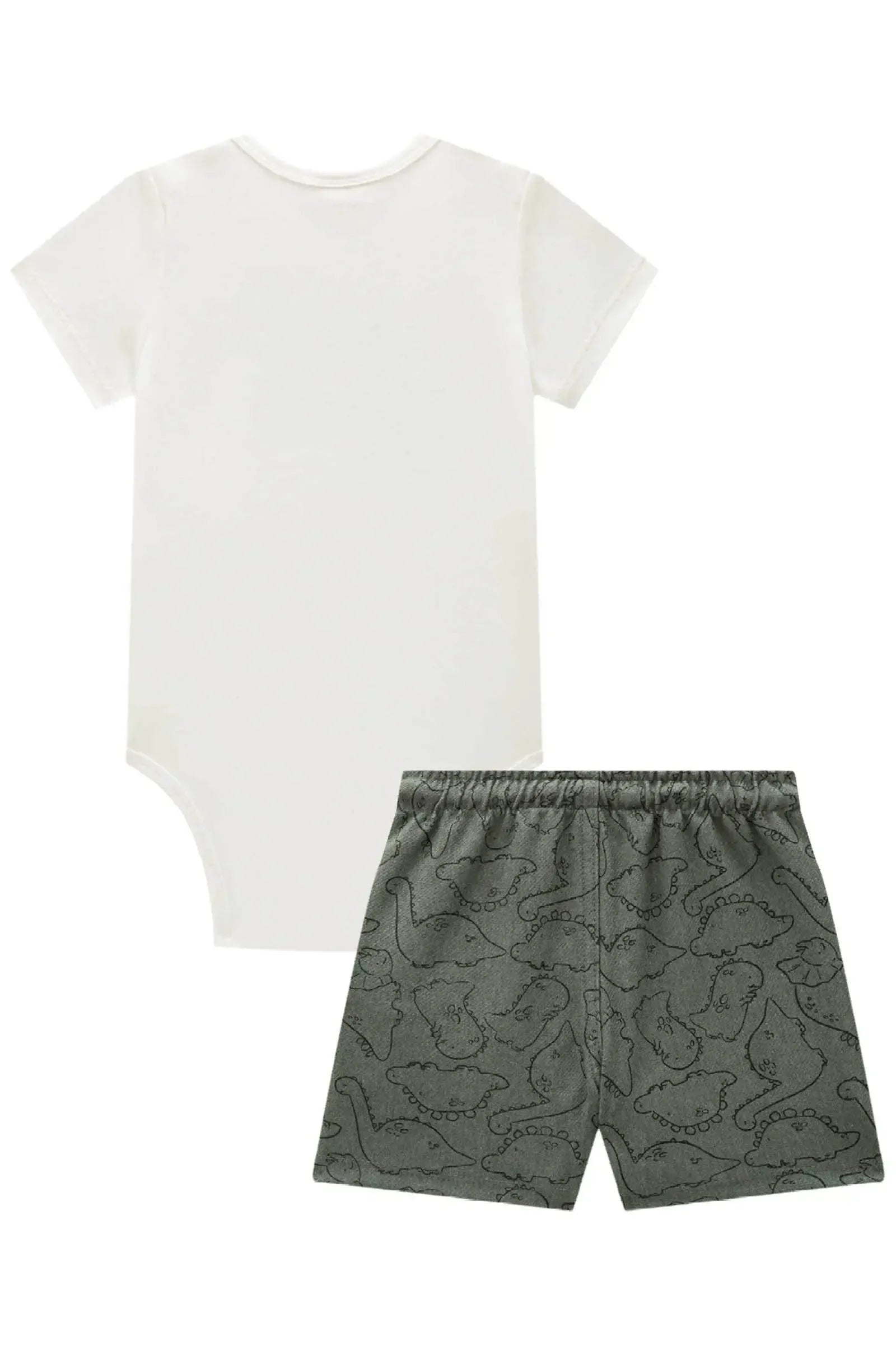 Conjunto de Body em Cotton e Bermuda em Cotton Jeans com Elastano 92894 LucBoo Bebê Menino