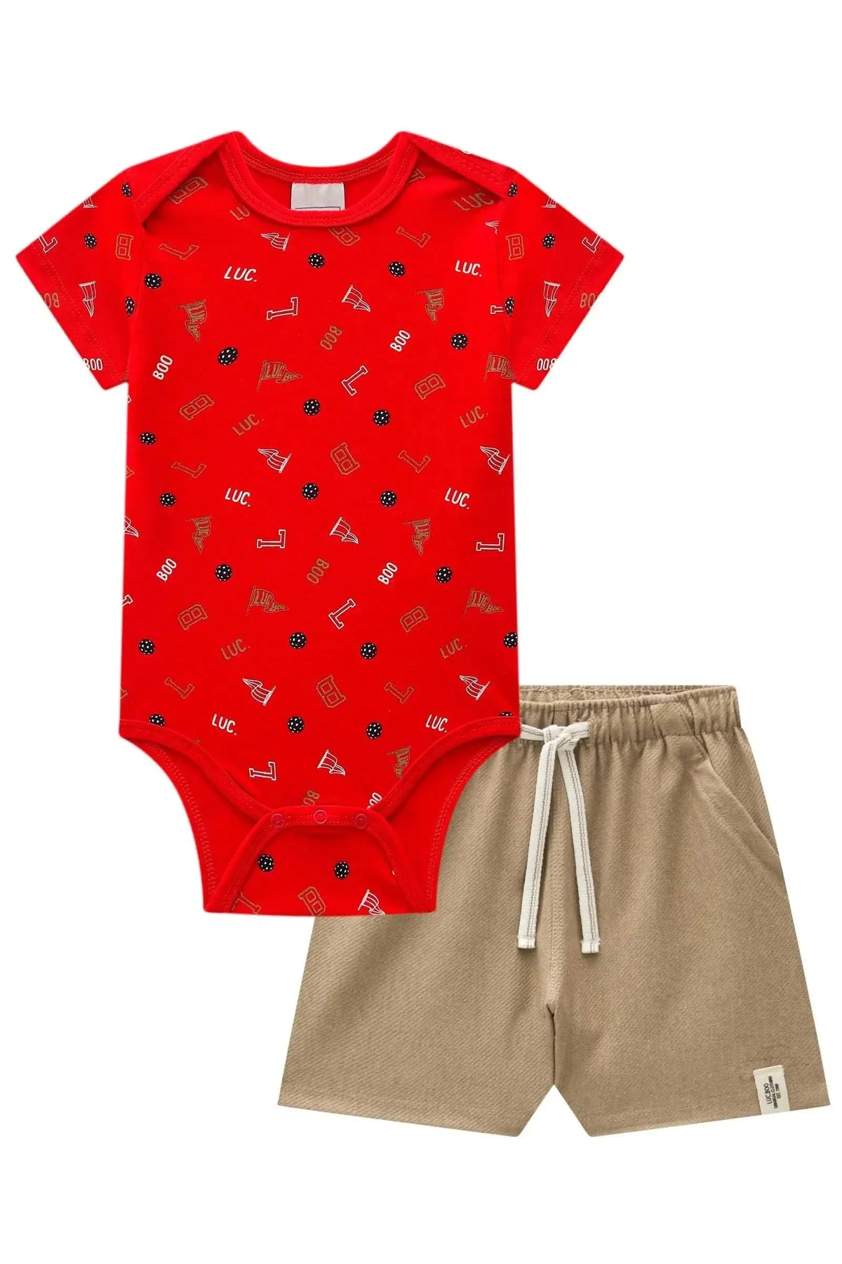 Conjunto de Body em Cotton e Bermuda em Cotton Jeans com Elastano 97972 LucBoo Bebê Menino