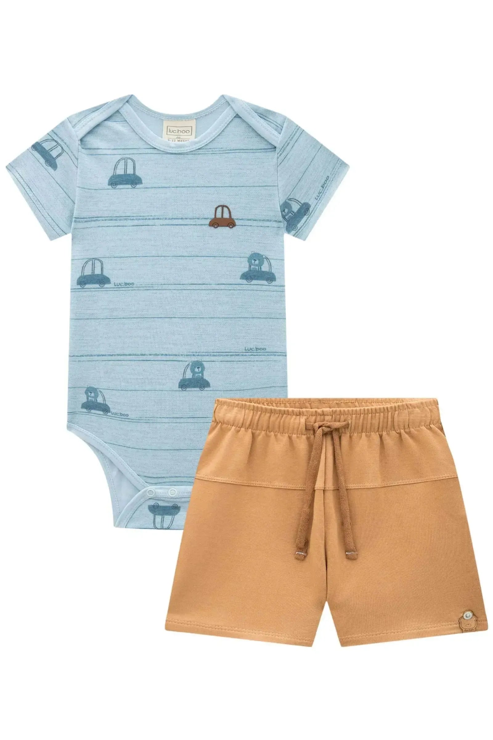 Conjunto de Body em Cotton e Bermuda em Molevisco 88852 LucBoo Bebê Menino