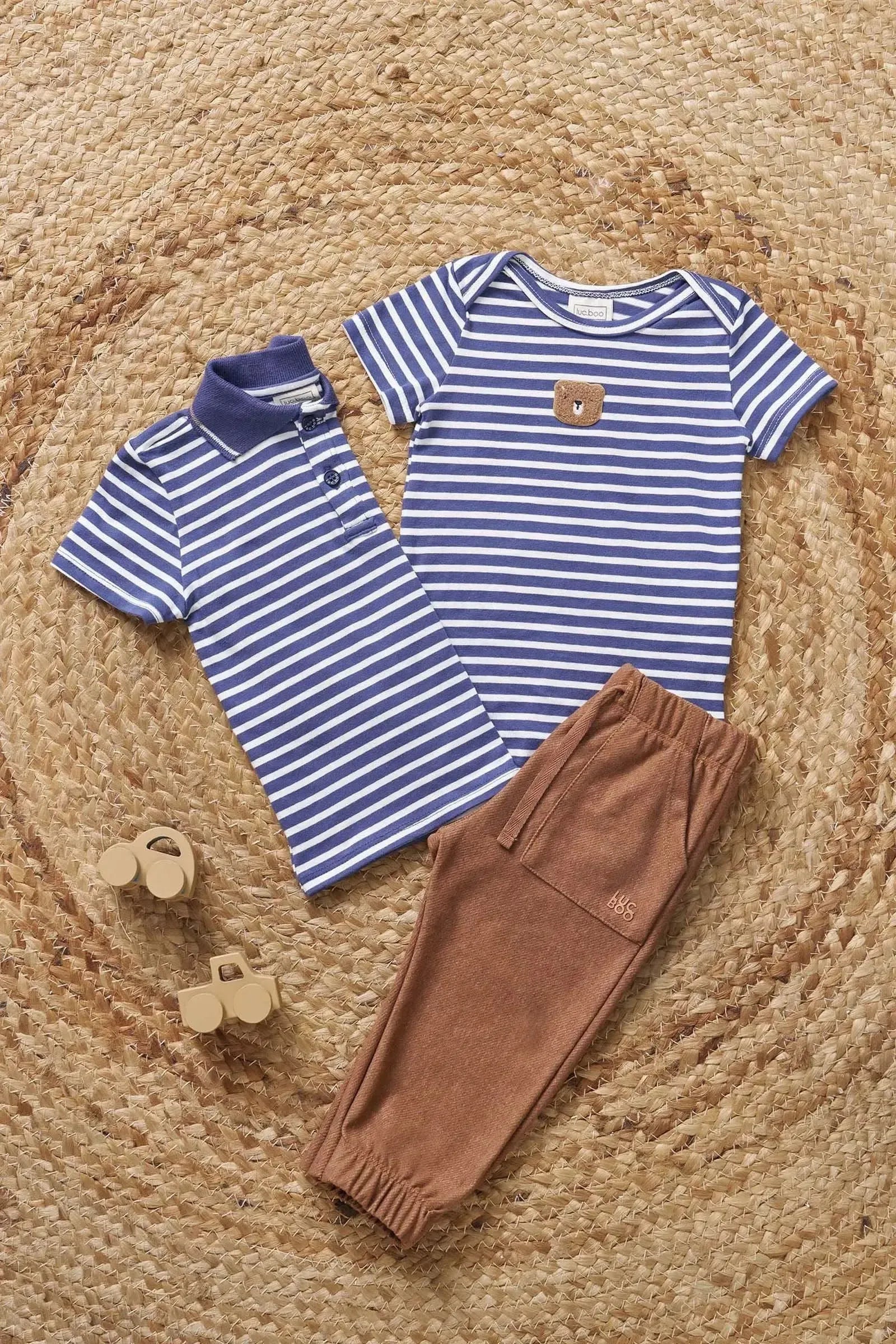 Conjunto de Body em Cotton e Calça em Cotton Jeans com Elastano 93551 LucBoo Bebê Menino