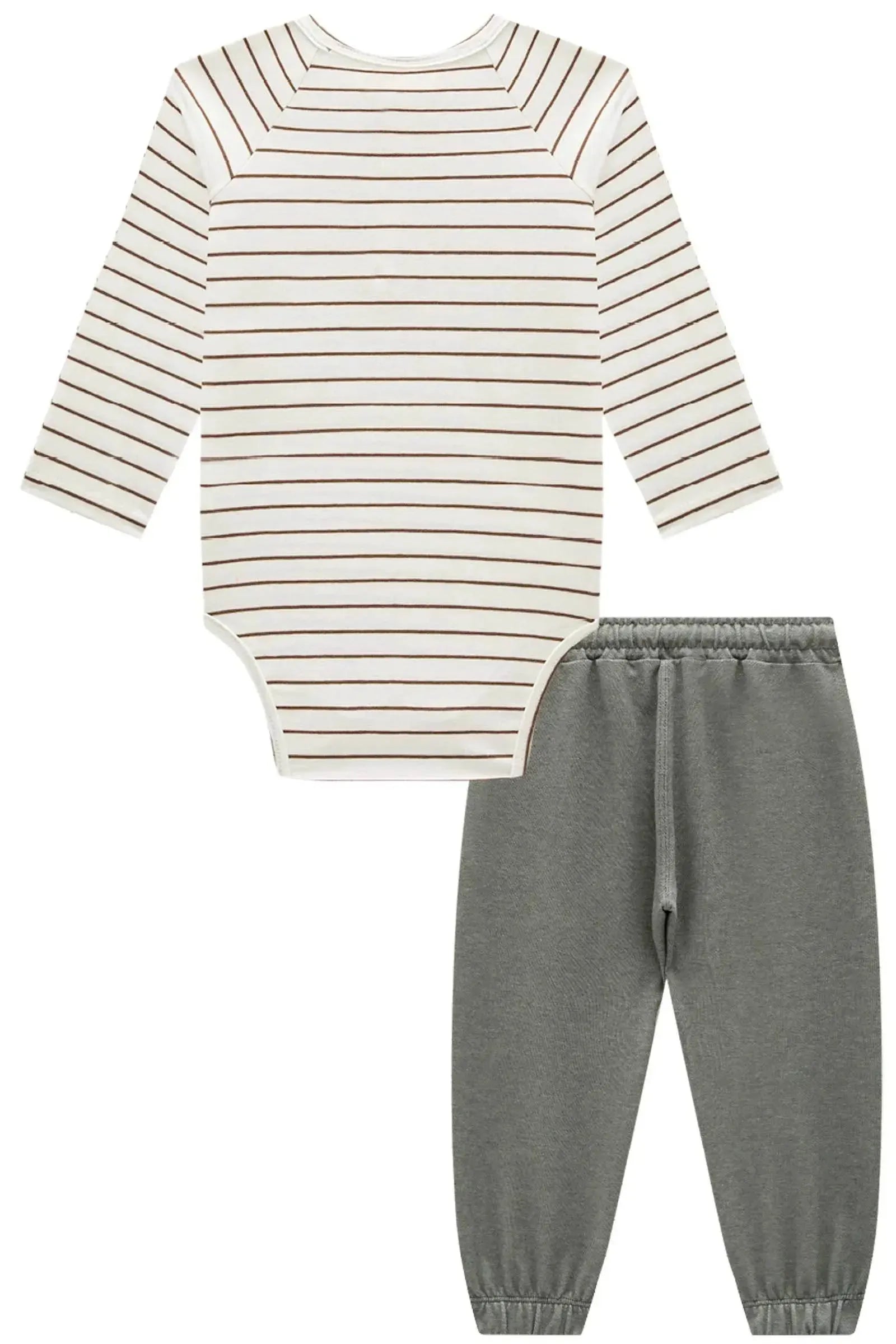 Conjunto de Body em Cotton e Calça Jogger em Cotton Jeans com Elastano 90380 LucBoo Bebê Menino
