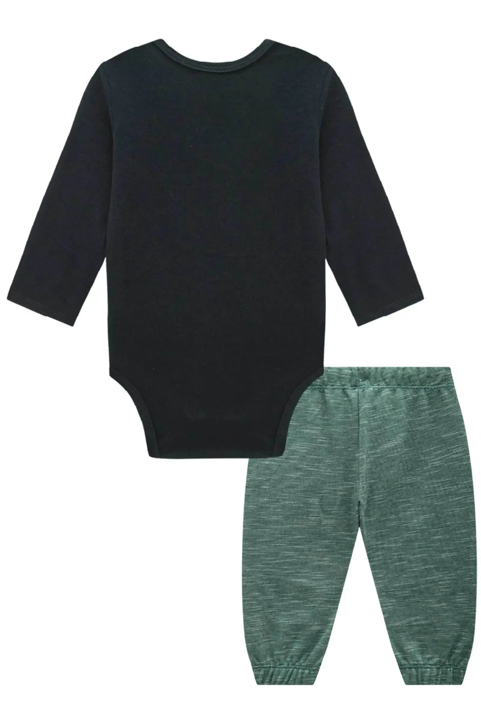 Conjunto de Body em Cotton e Calça Jogger em Mesclado Bicolor 90733 LucBoo Bebê Menino