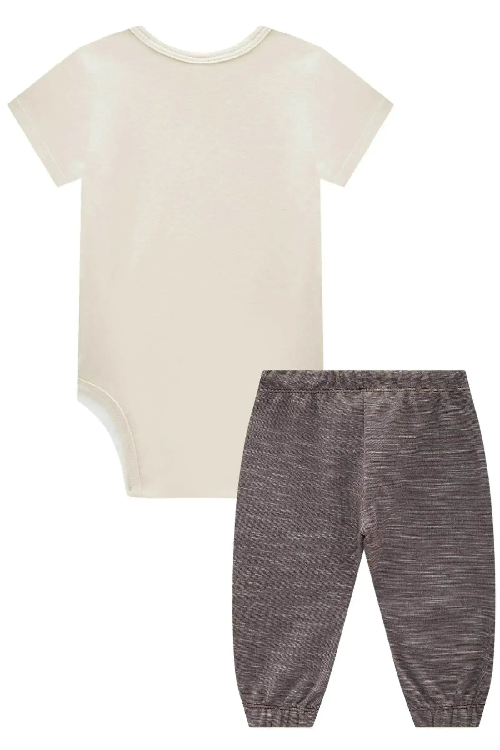 Conjunto de Body em Cotton e Calça Jogger em Mesclado Bicolor 93548 LucBoo Bebê Menino