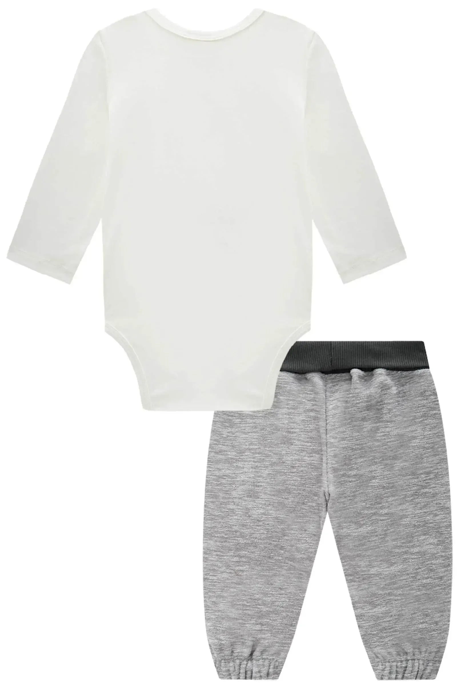 Conjunto de Body em Cotton e Calça Jogger em Soft Melange 92066 LucBoo Bebê Menino