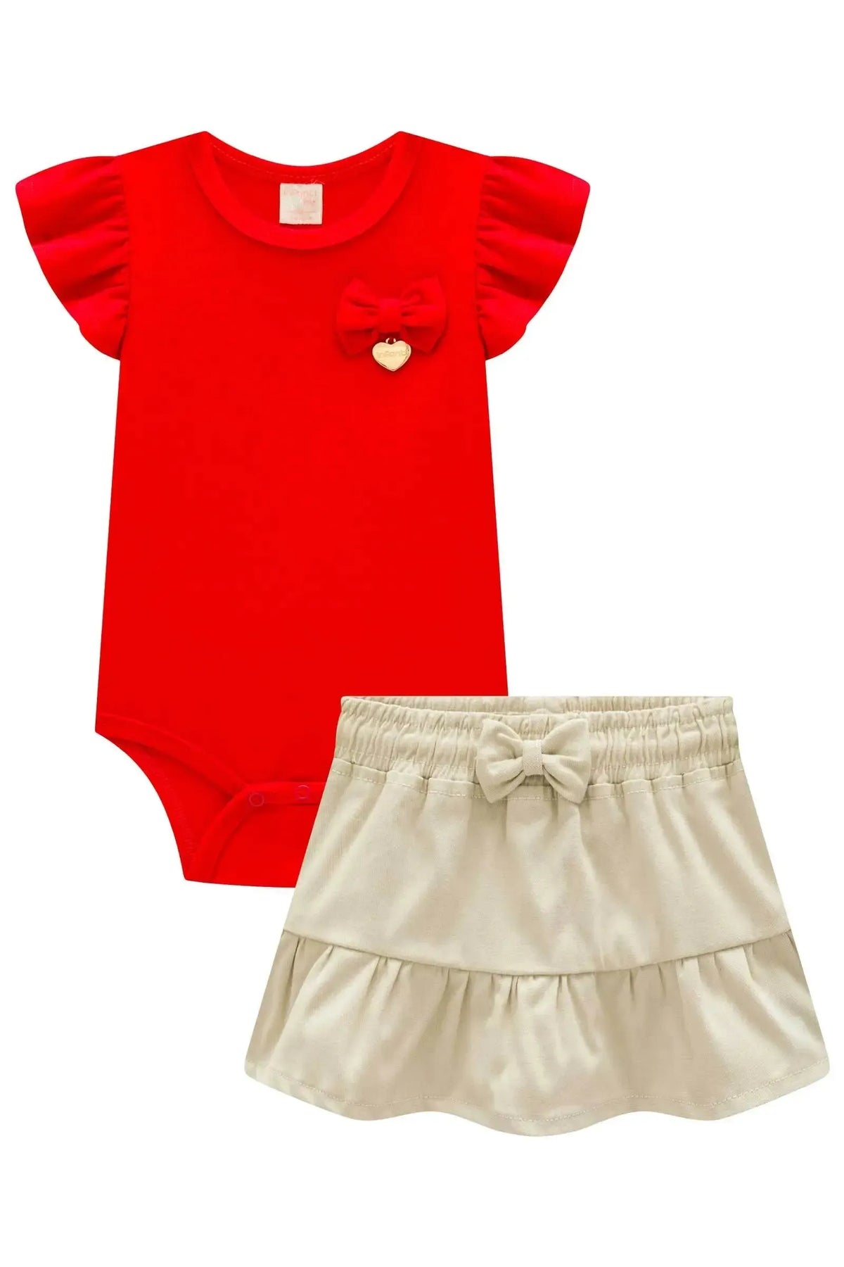 Conjunto de Body em Cotton e Saia em Sarja com Elastano 98599 Infanti Bebê Menina