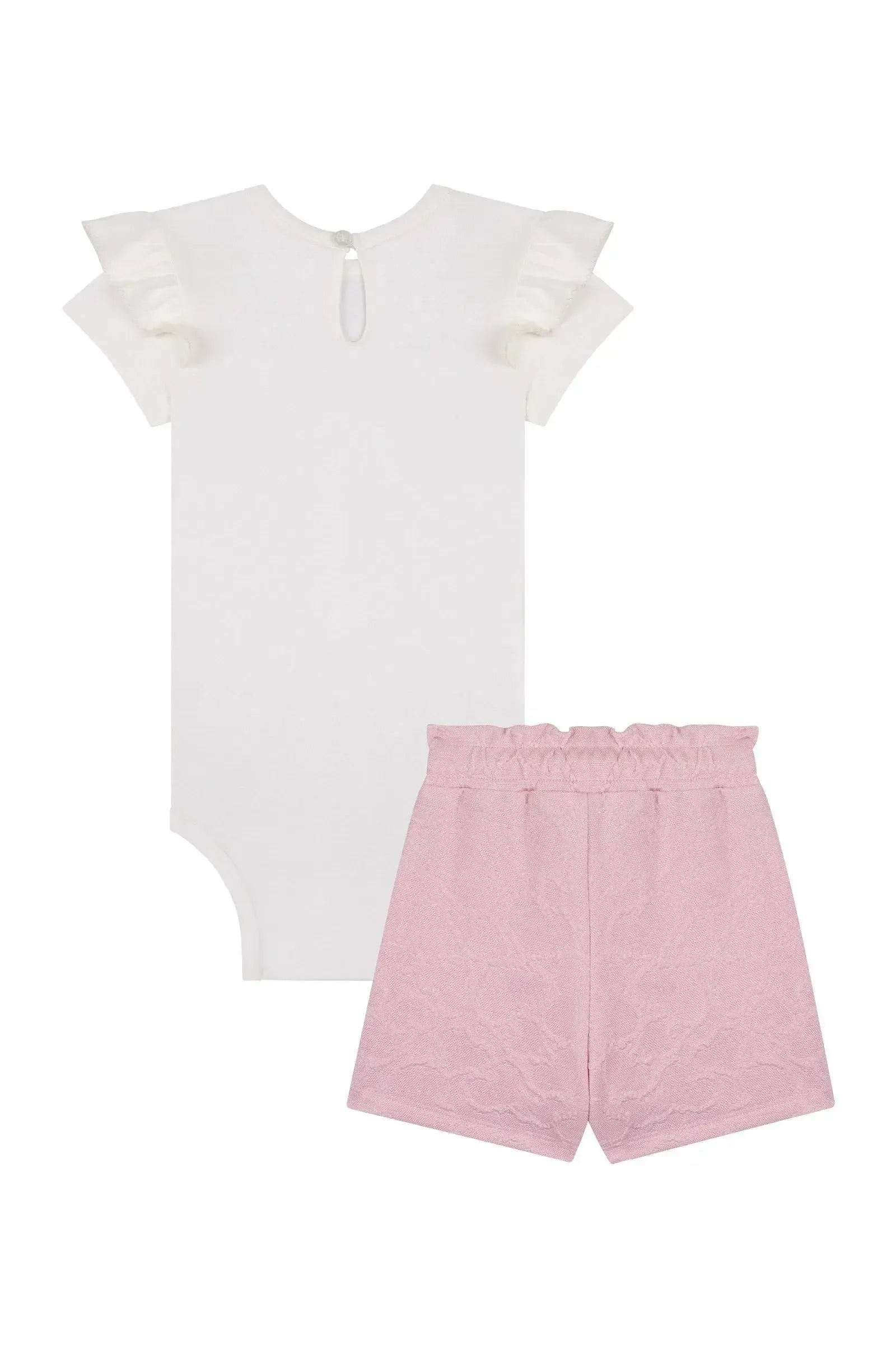 Conjunto de Body em Cotton e Short Saia em Malha Jacquard Coração 87840 Kukiê Bebê Menina