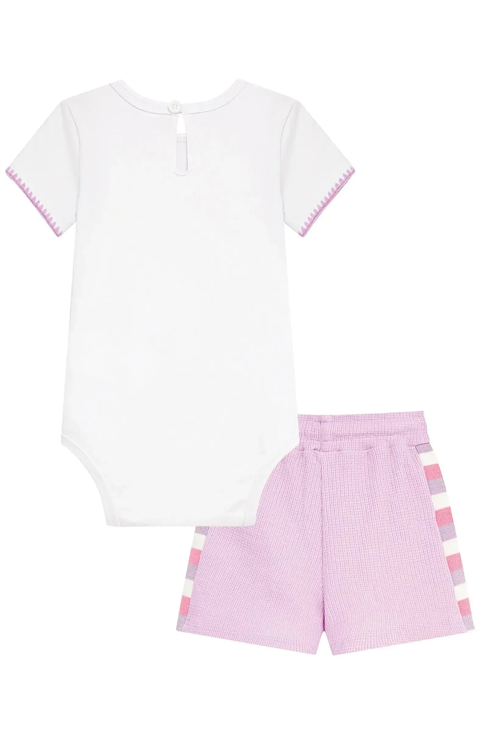Conjunto de Body em Cotton e Shorts em Malha Waffle 95351 Kukiê Bebê Menina