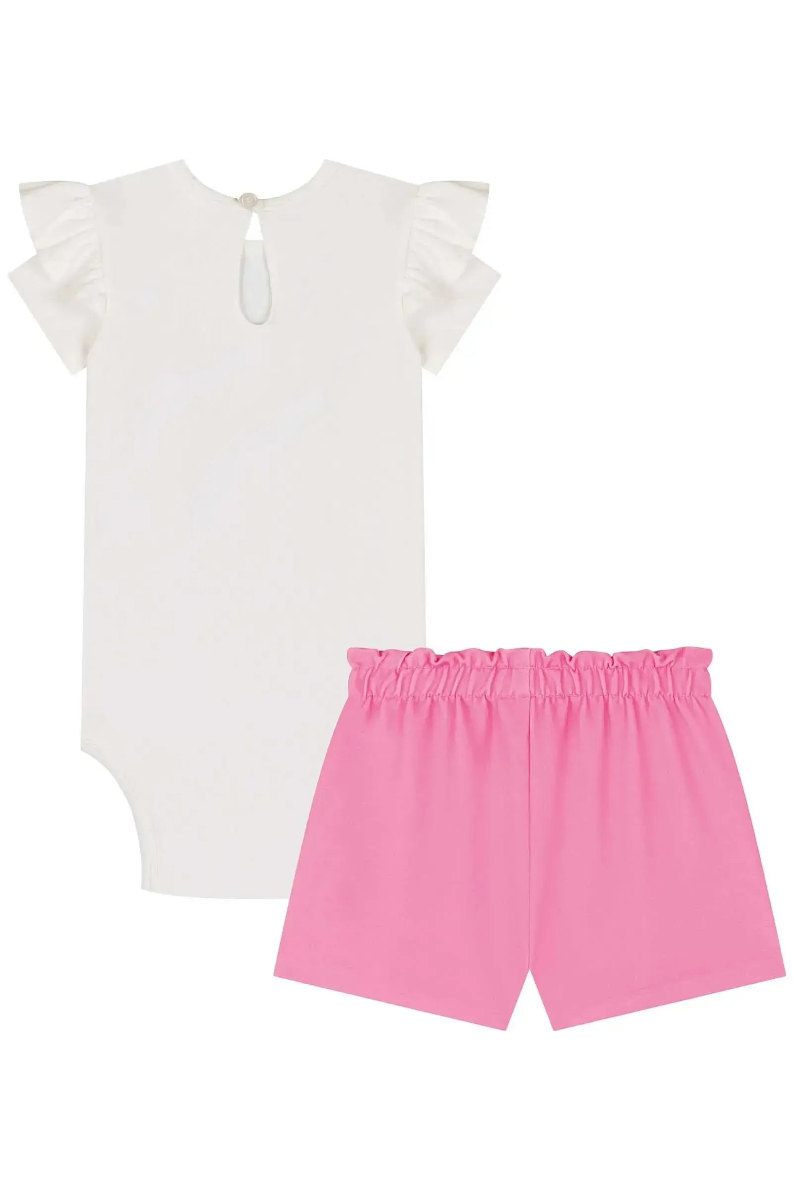 Conjunto de Body em Cotton e Shorts em Molecotton 85414 Kukiê Bebê Menina